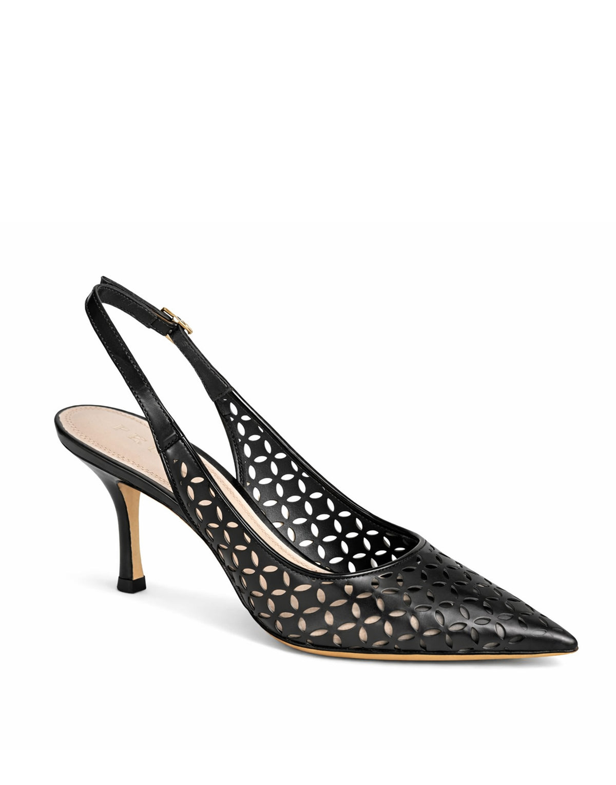 PROSPERINE Slingback in Pelle Spazzolata Traforata Nera