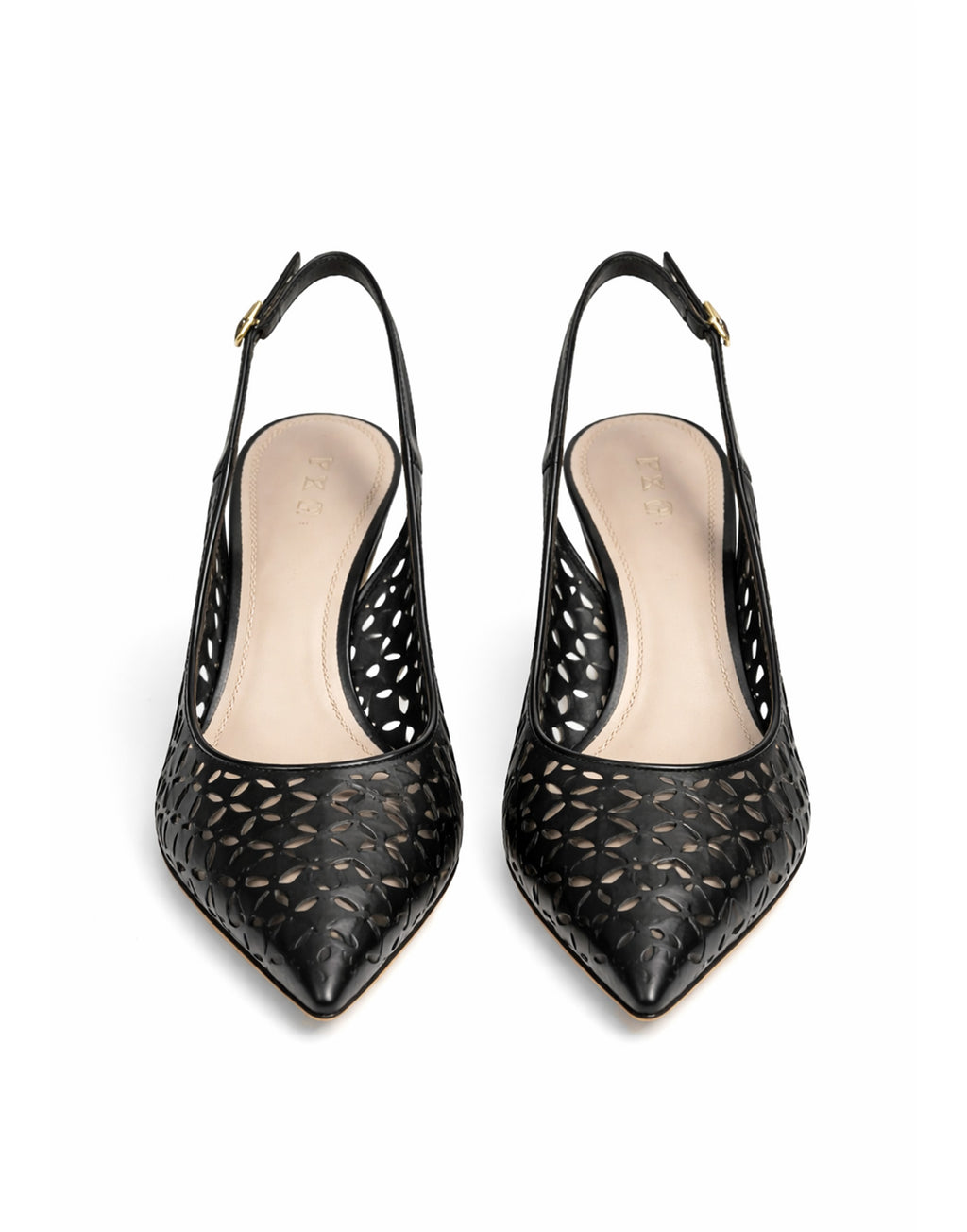 PROSPERINE Slingback in Pelle Spazzolata Traforata Nera