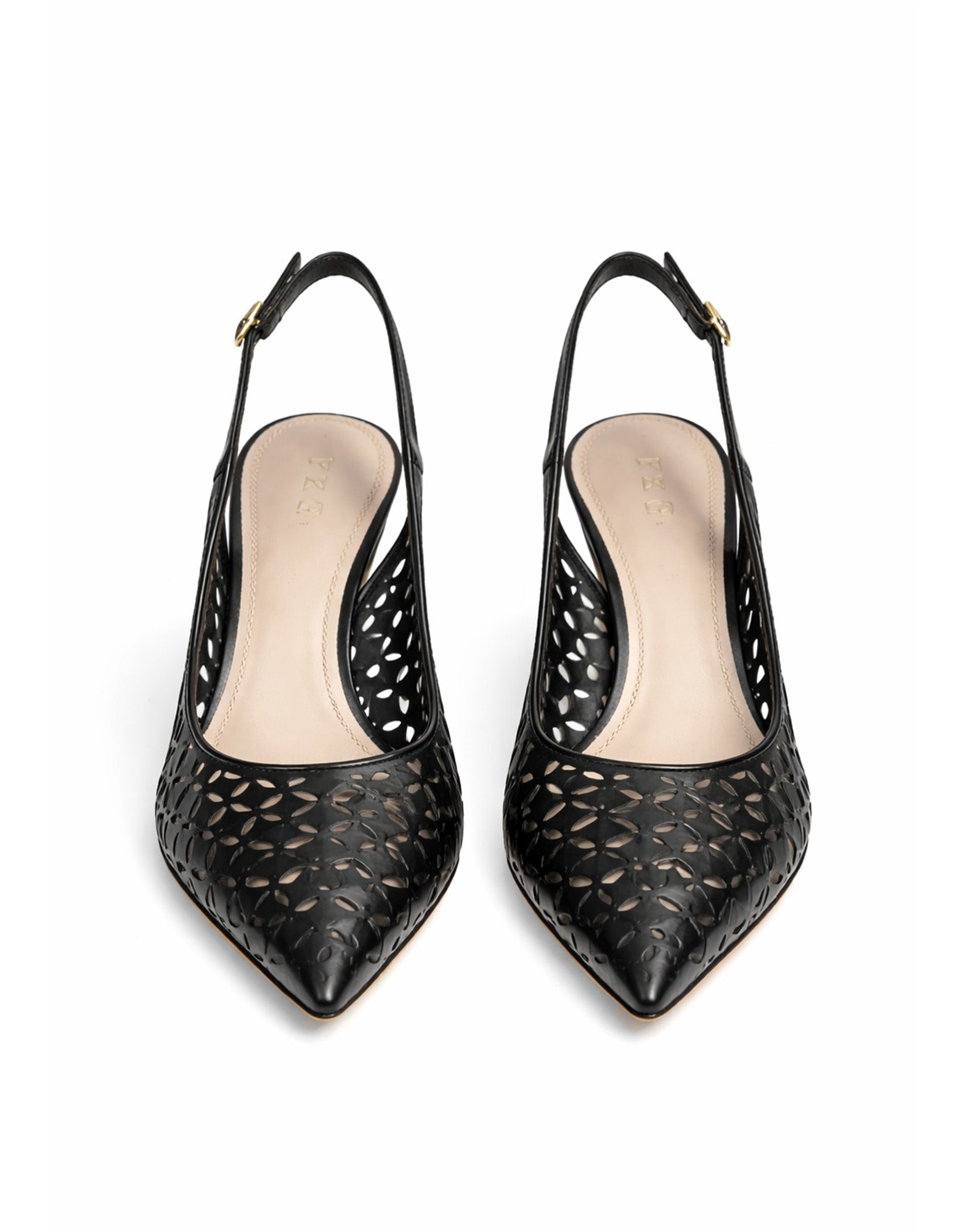 PROSPERINE Slingback in Pelle Spazzolata Traforata Nera