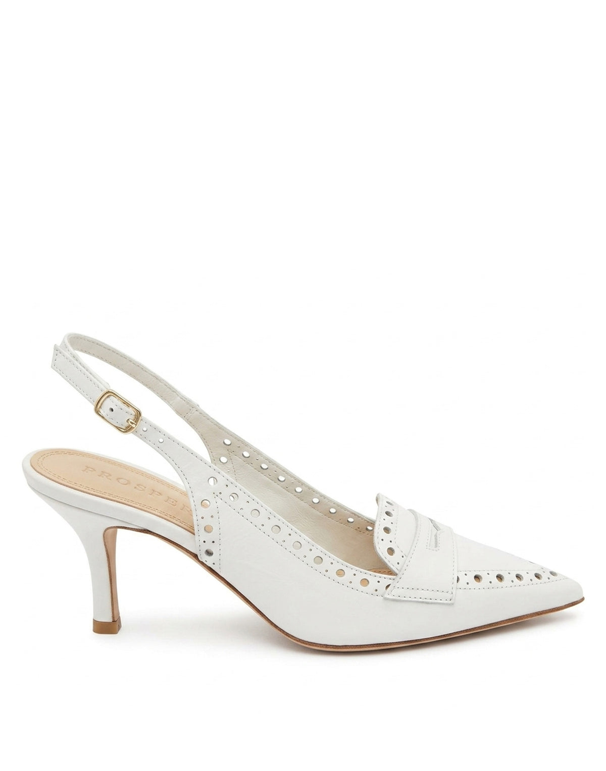 PROSPERINE Slingback in Pelle Spazzolata Bianca