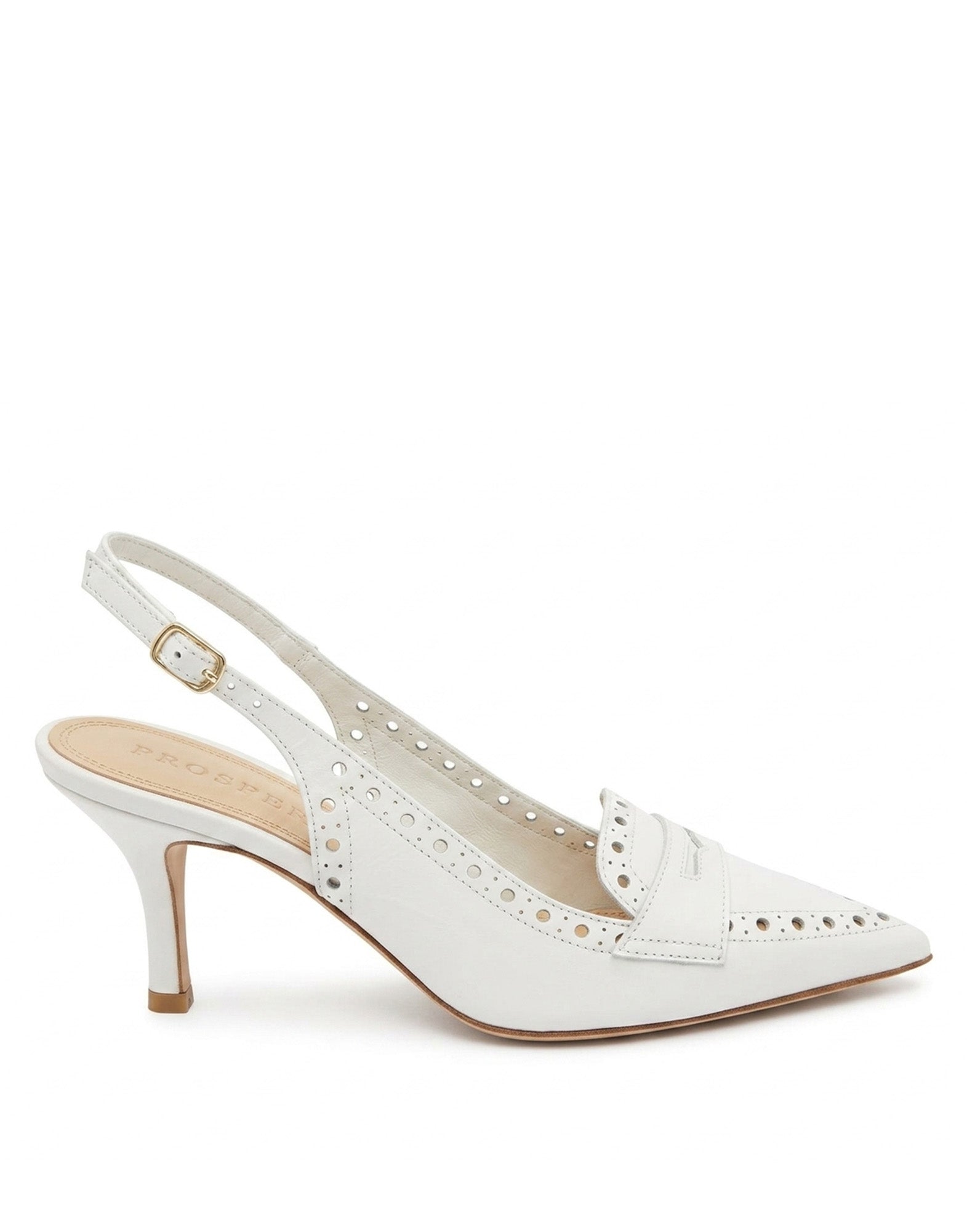PROSPERINE Slingback in Pelle Spazzolata Bianca