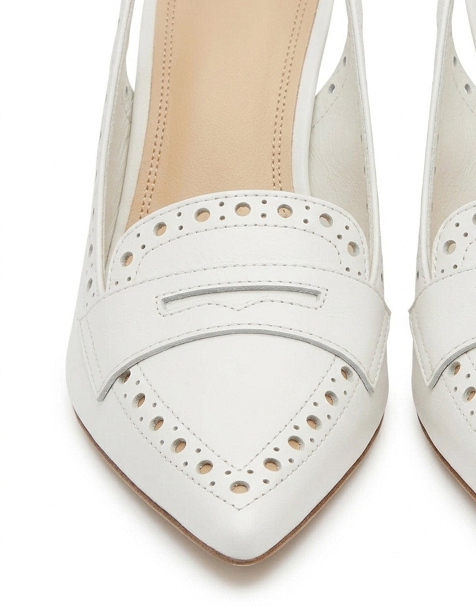PROSPERINE Slingback in Pelle Spazzolata Bianca