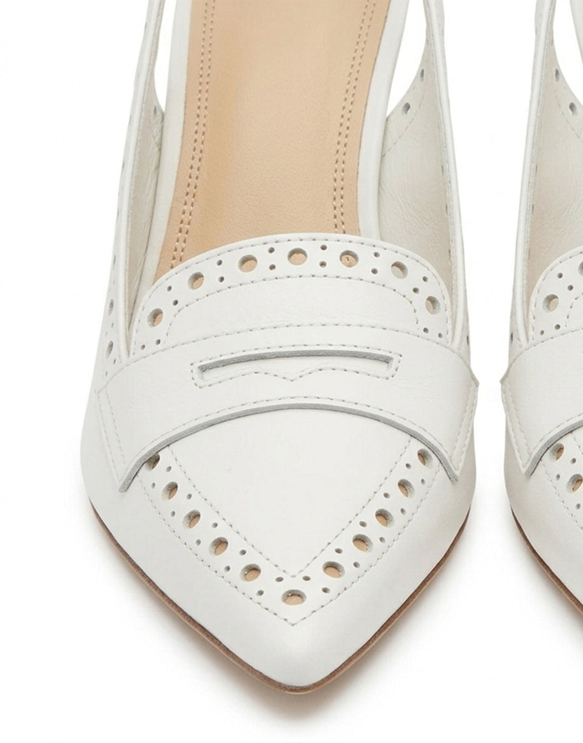 Escarpins slingback PROSPERINE en cuir brossé blanc