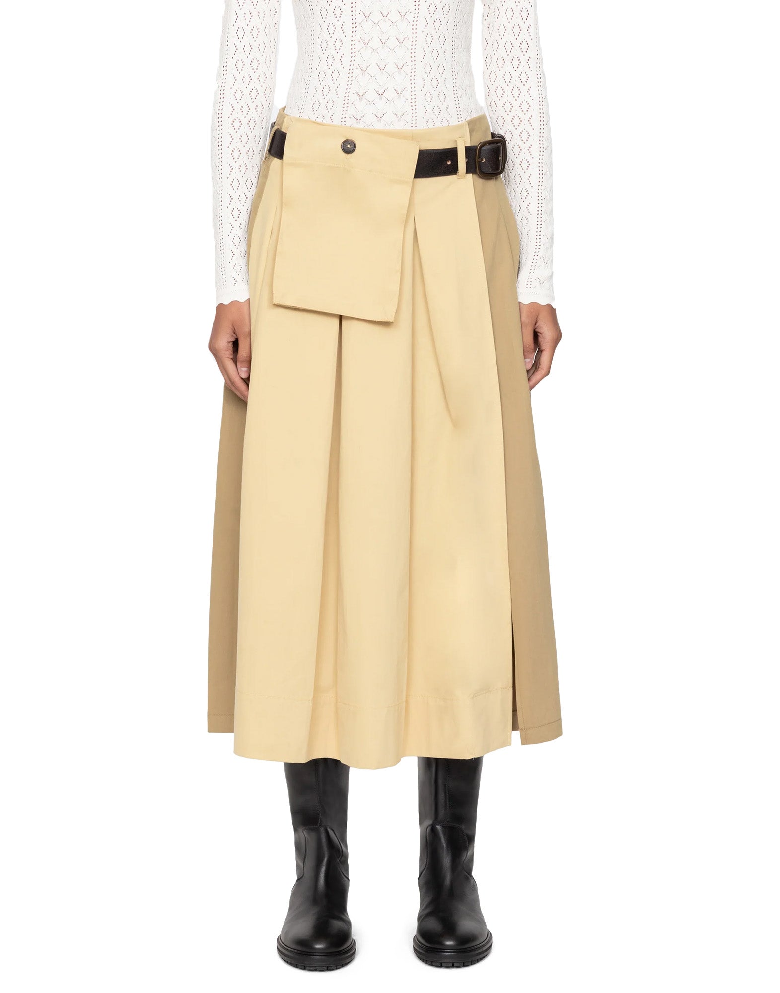 SEA NY Andrea Gonna Midi Workwear in Cotone Bicolore