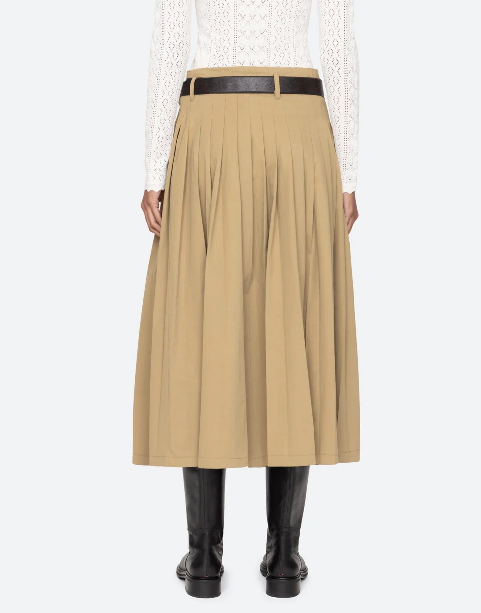 SEA NY Andrea Gonna Midi Workwear in Cotone Bicolore