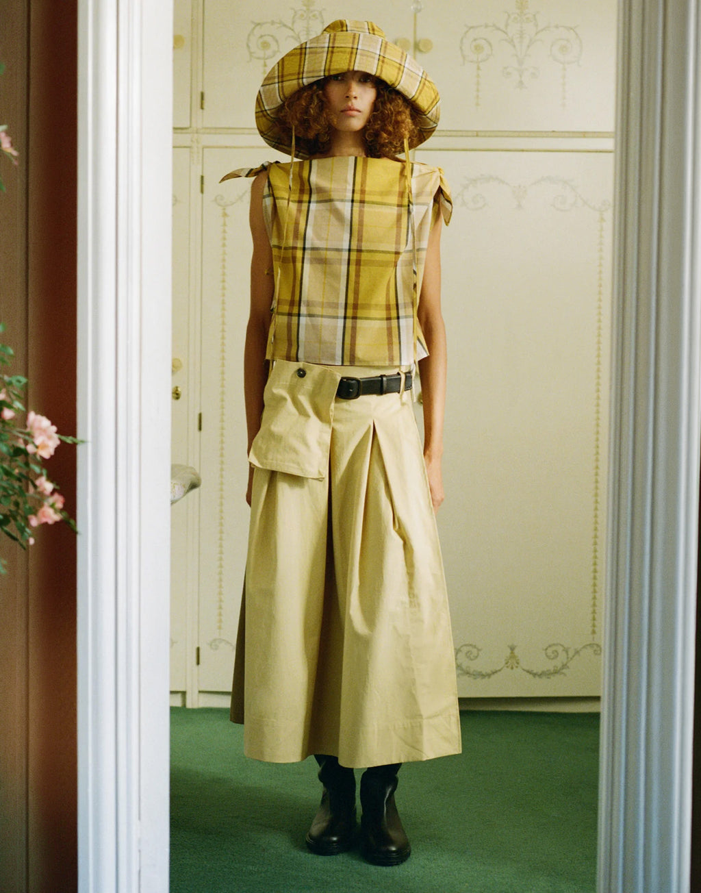 SEA NY Andrea Gonna Midi Workwear in Cotone Bicolore