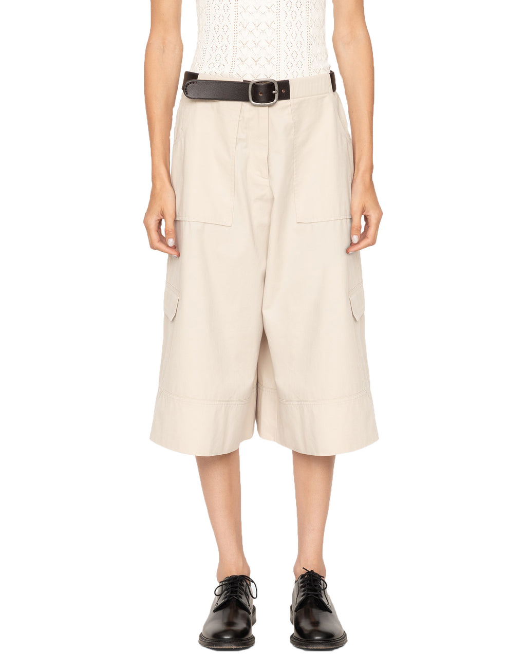 SEA NY Bermuda Culottes Workwear in Cotone Stone