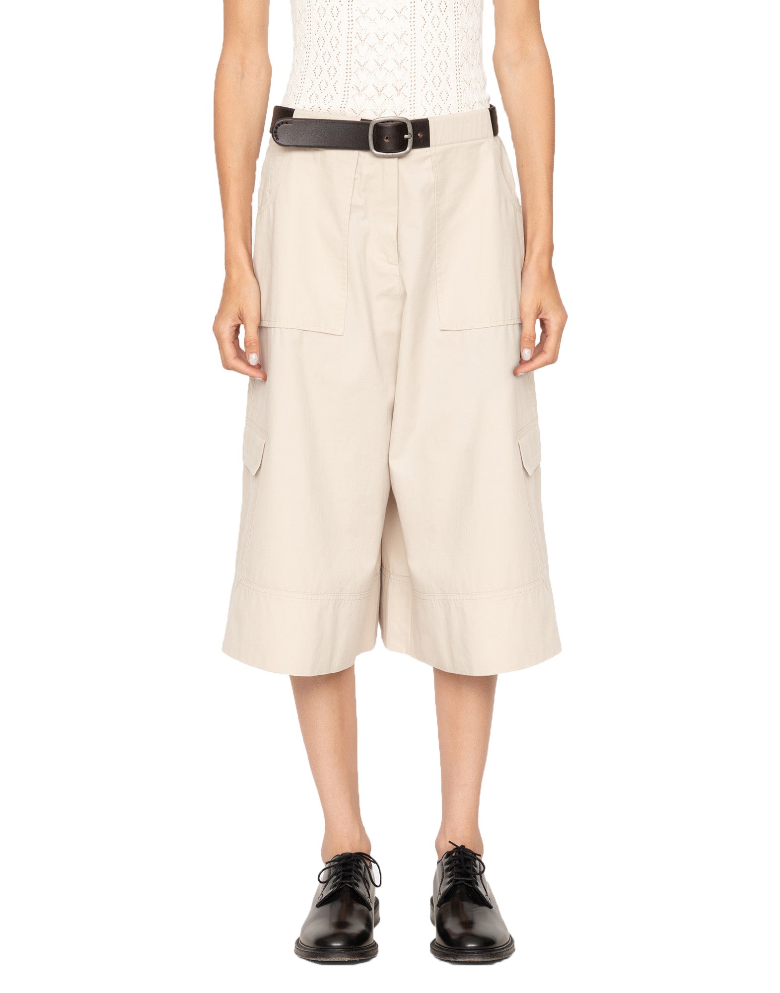 SEA NY Bermuda Culottes Workwear in Cotone Stone