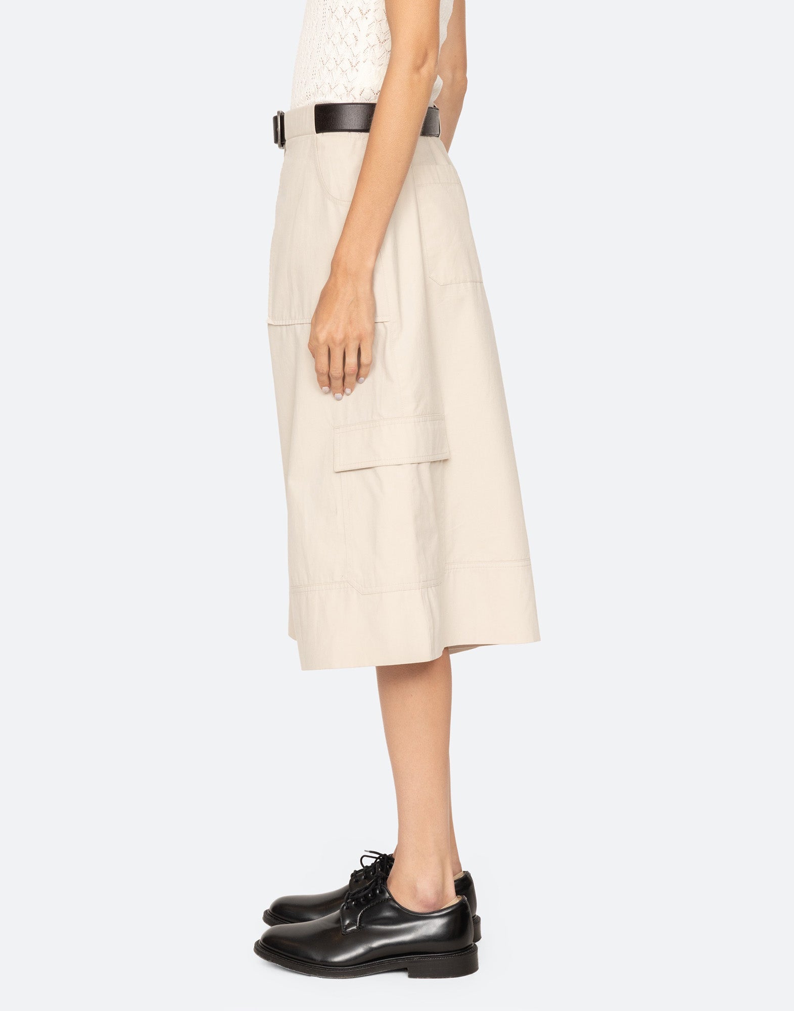SEA NY Bermuda Culottes Workwear in Cotone Stone