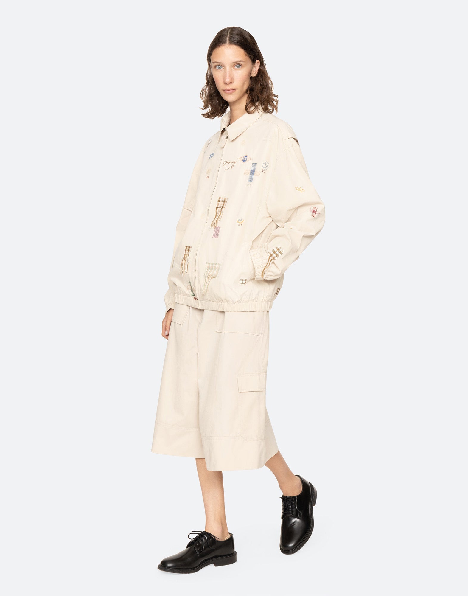 SEA NY Bermuda Culottes Workwear in Cotone Stone