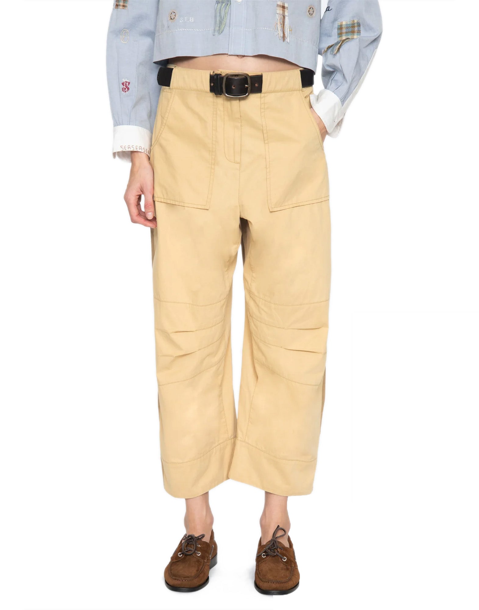 SEA NY Andrea Pantaloni Workwear in Cotone con Cintura Bicolore
