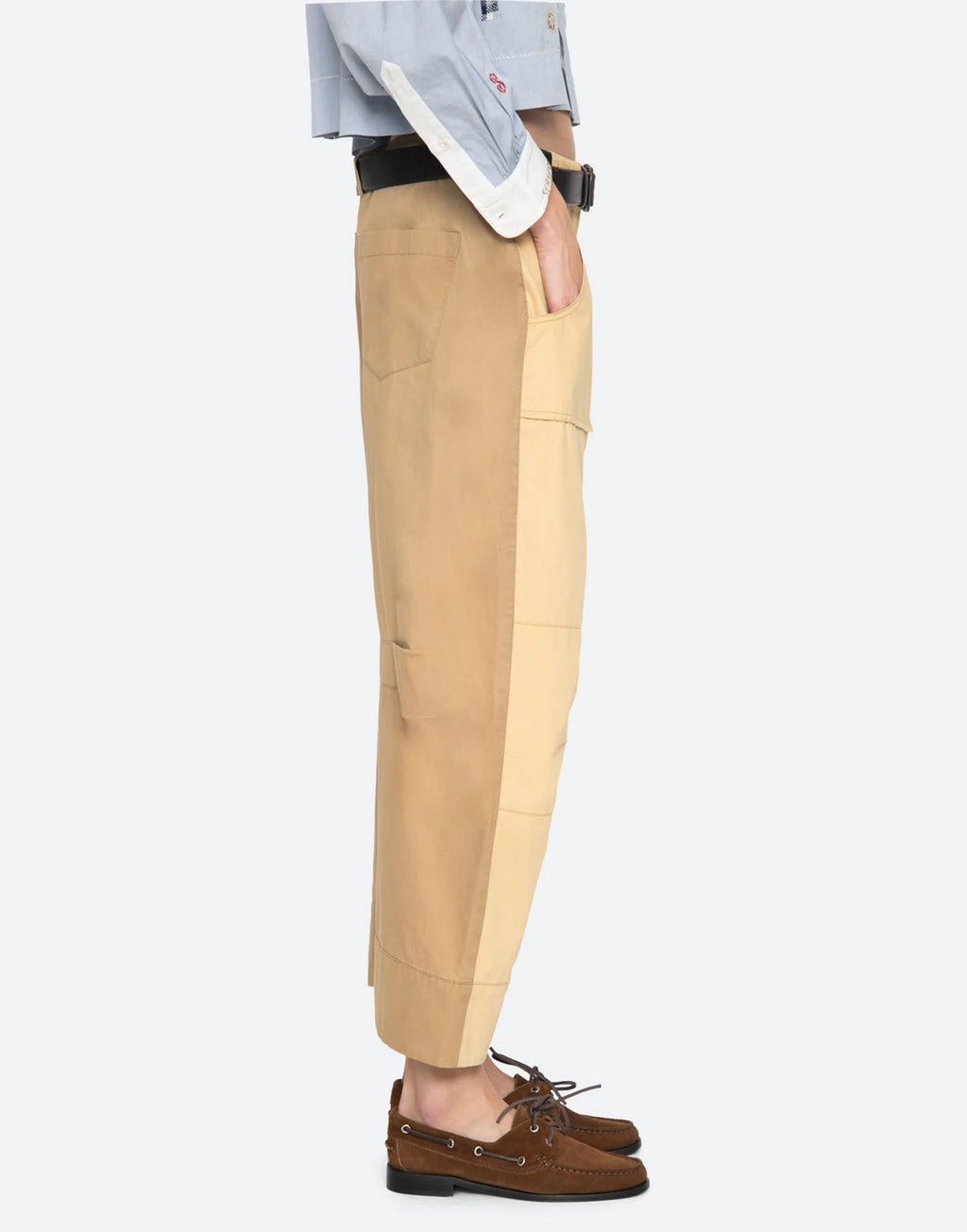 SEA NY Andrea Pantaloni Workwear in Cotone con Cintura Bicolore