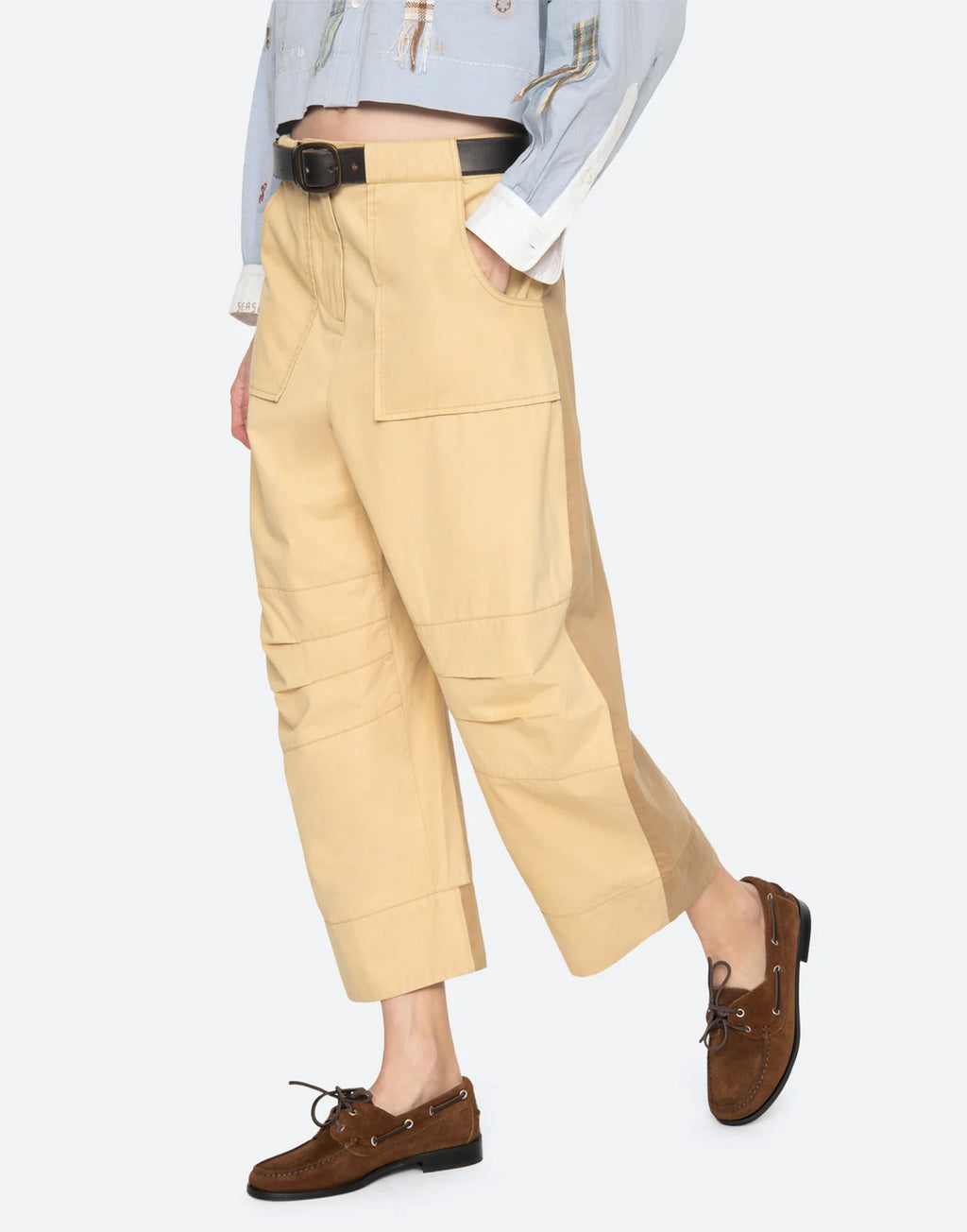 SEA NY Andrea Pantaloni Workwear in Cotone con Cintura Bicolore