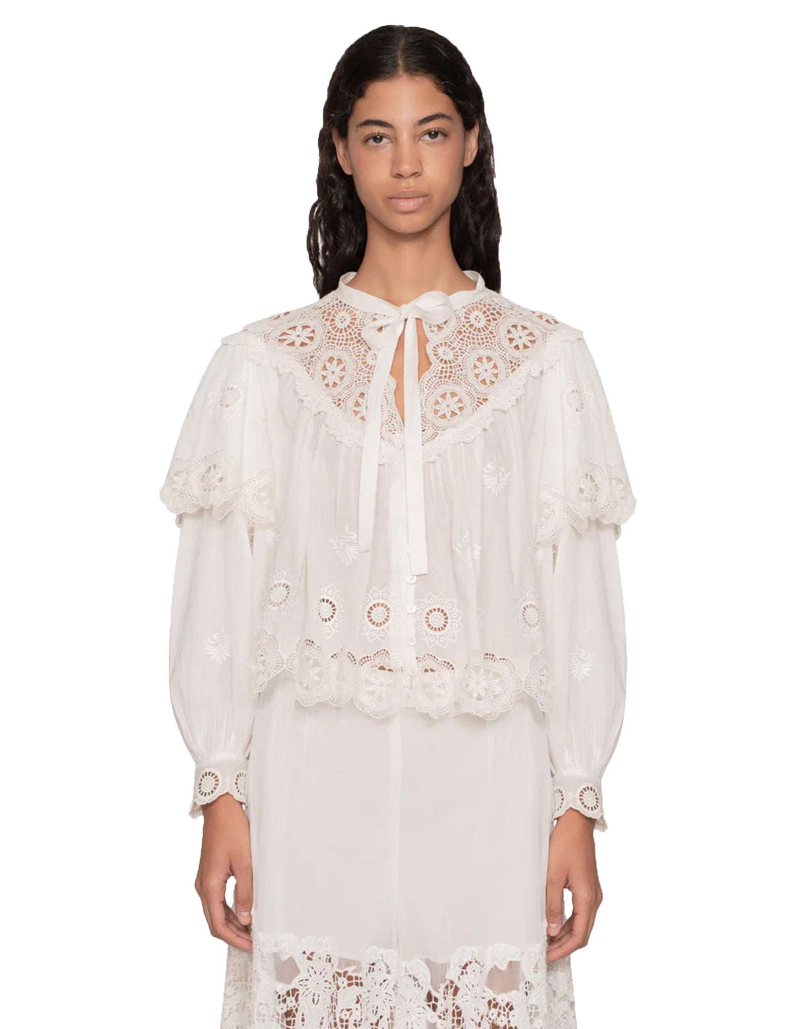 SEA NY Top Ricamato in Cotone Cream