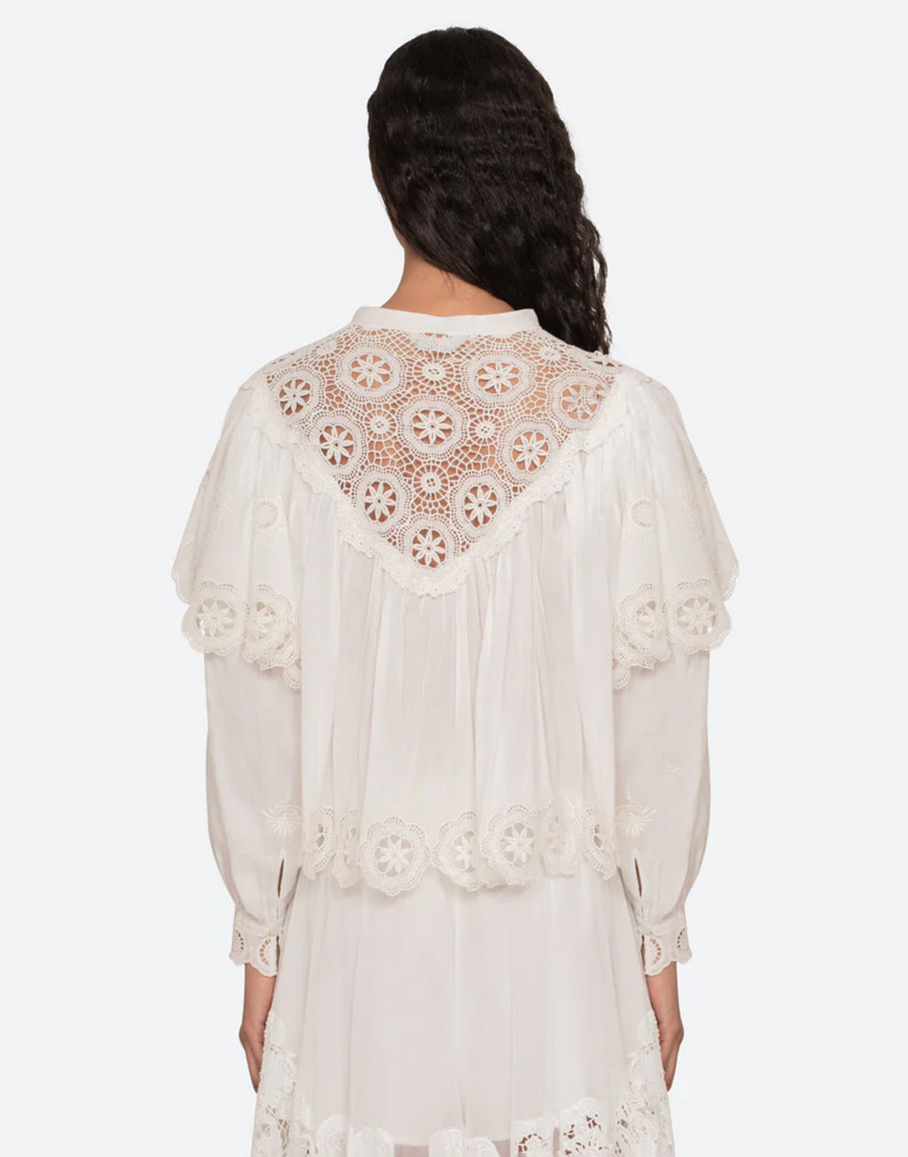 SEA NY Top Ricamato in Cotone Cream