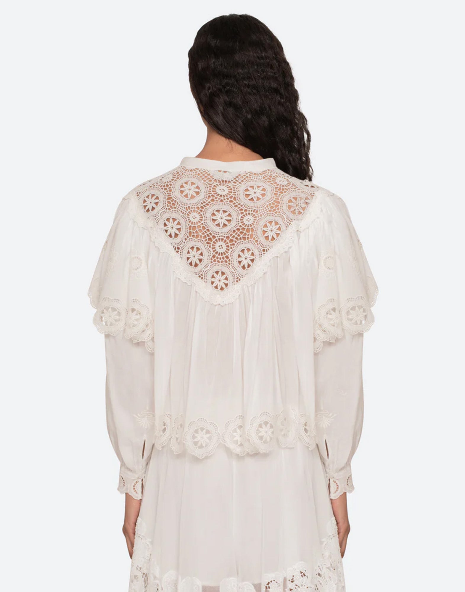 SEA NY Top Ricamato in Cotone Cream