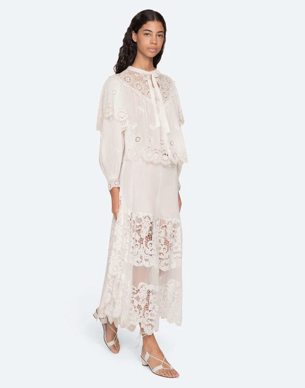 SEA NY Top Ricamato in Cotone Cream
