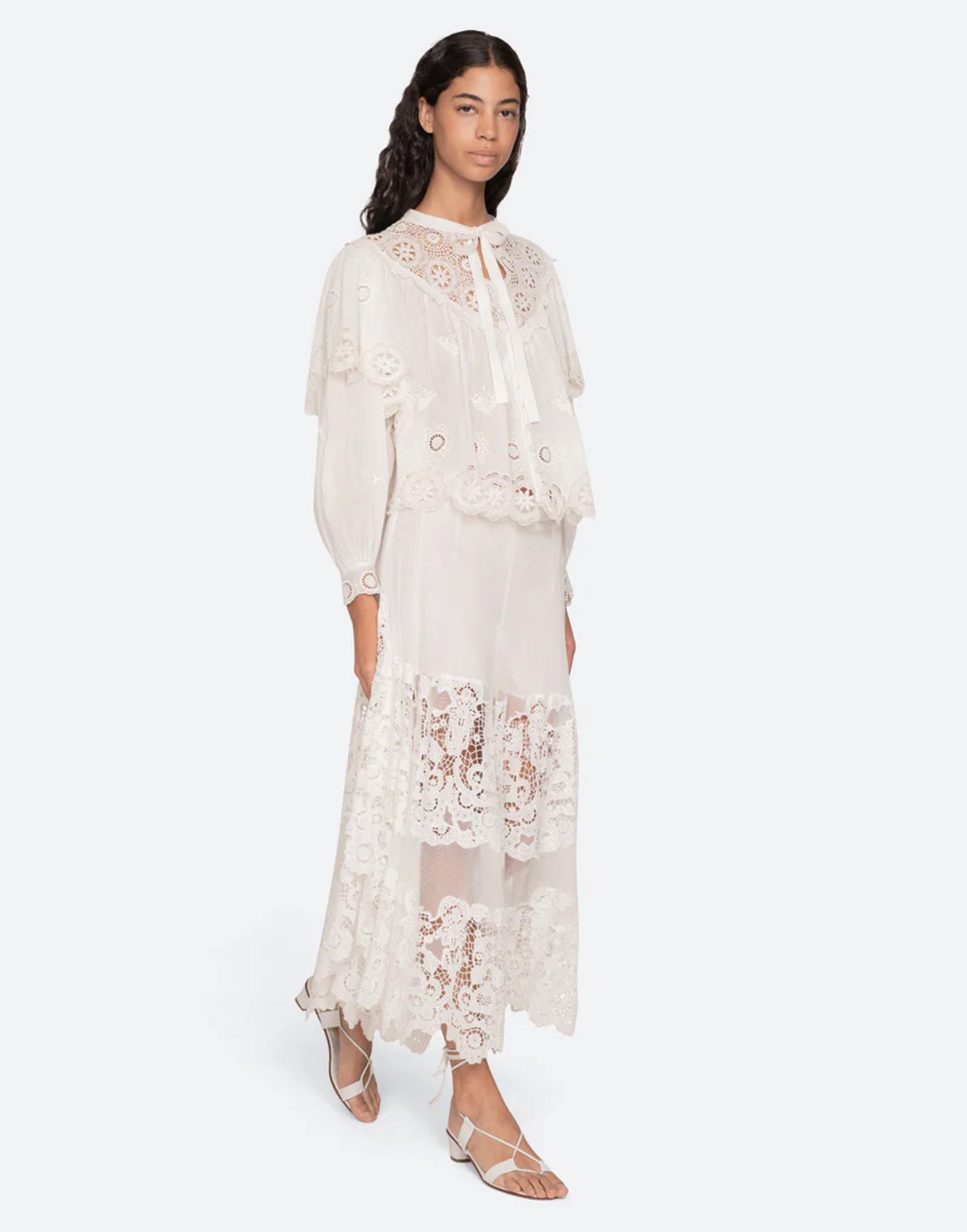 SEA NY Top Ricamato in Cotone Cream