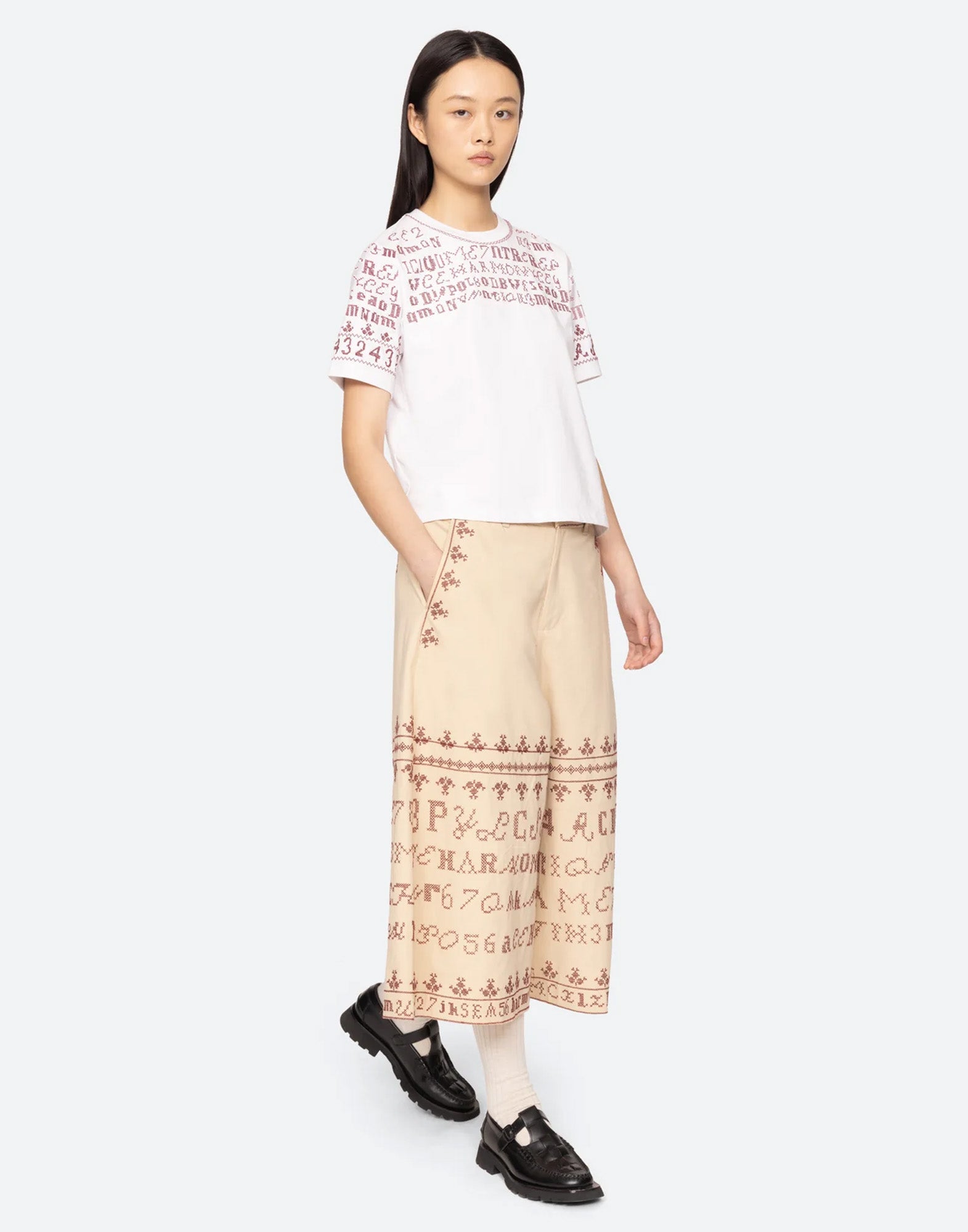 SEA NY T-Shirt in Cotone Ricamata