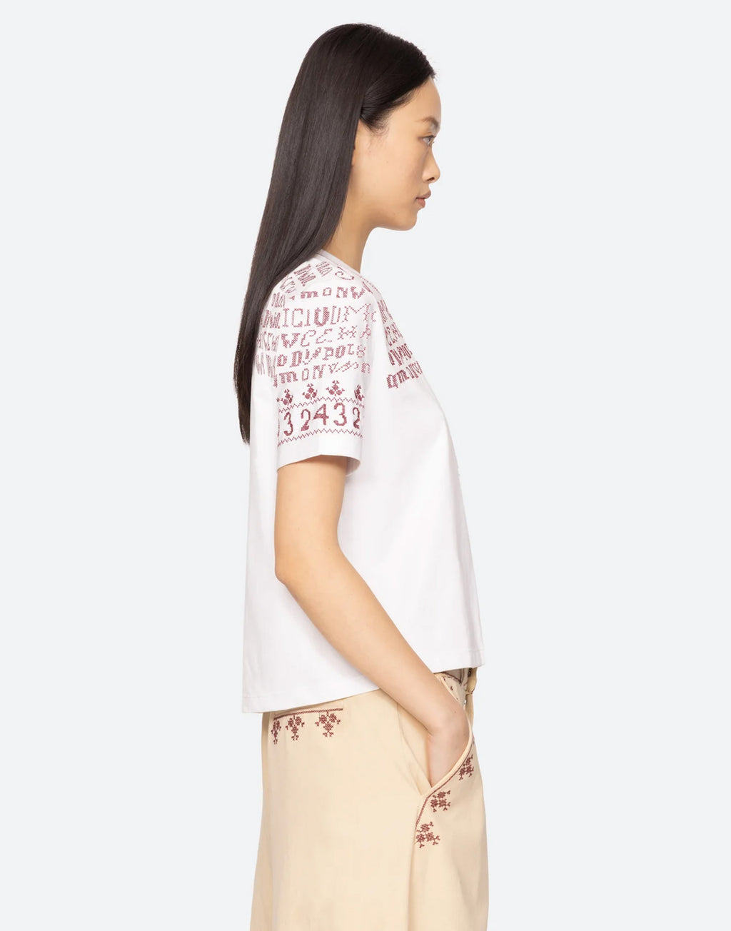 SEA NY T-Shirt in Cotone Ricamata