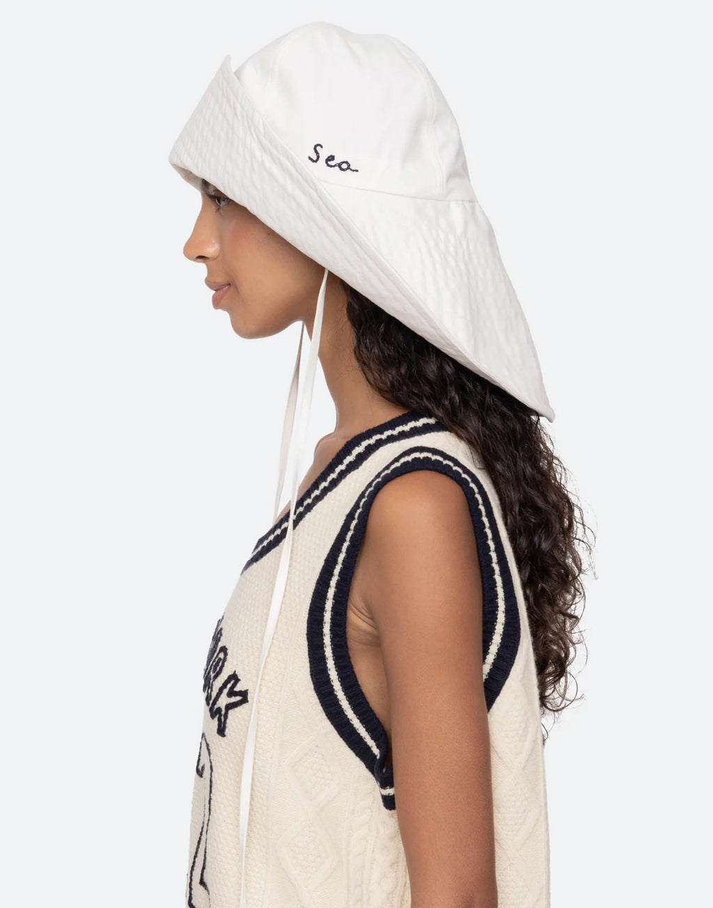 SEA NY Lois Cappello Oversize in Twill di Cotone Cream