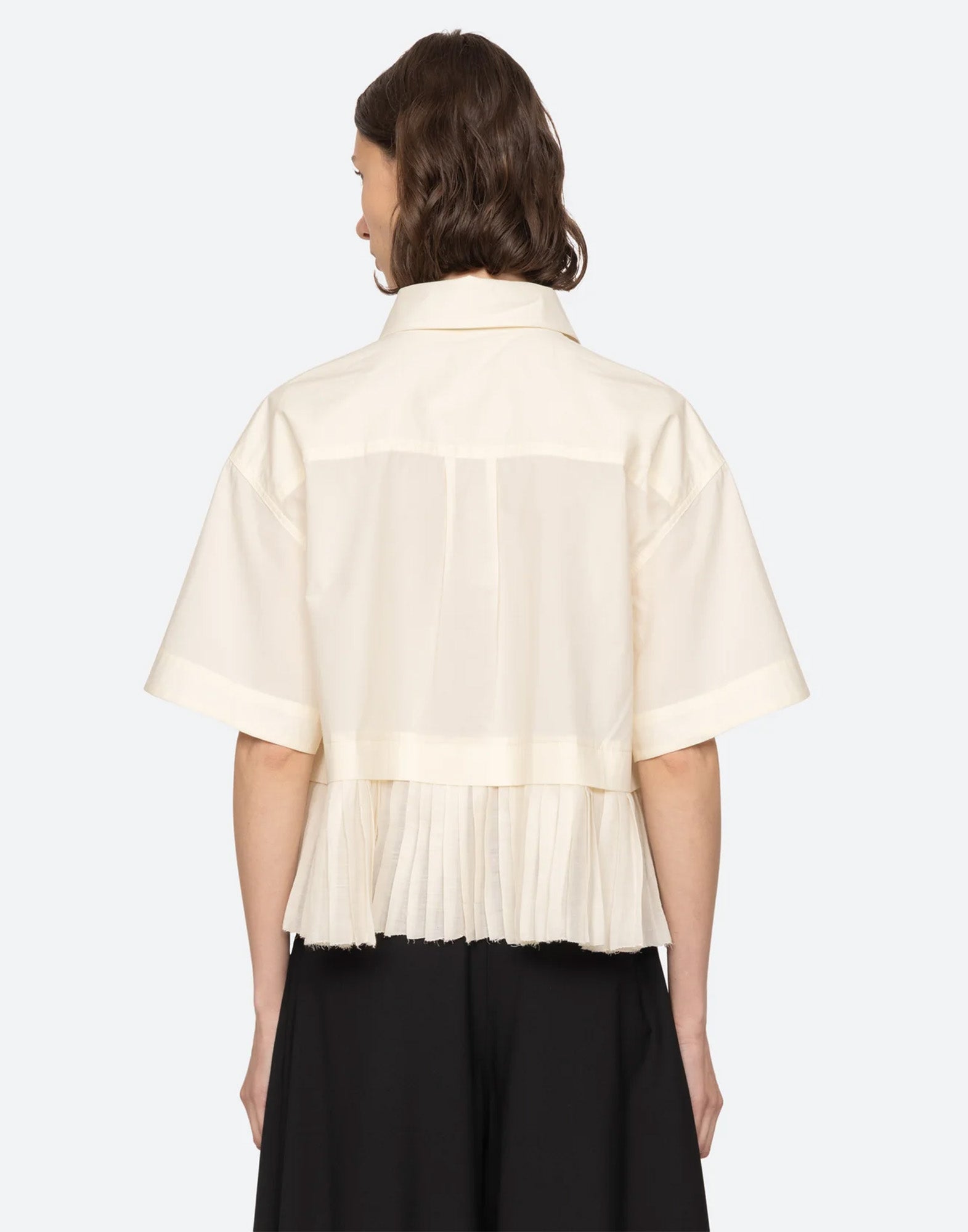 SEA NY Solene Camicia Combo in Cotone e Ramie Cream