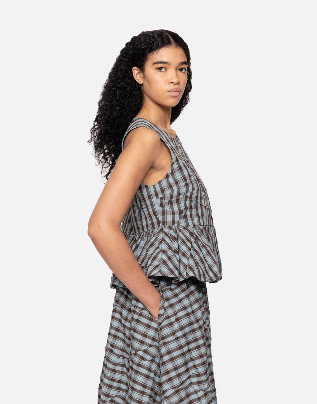 SEA NY Tank Top Ophelia in Cotone a Quadri