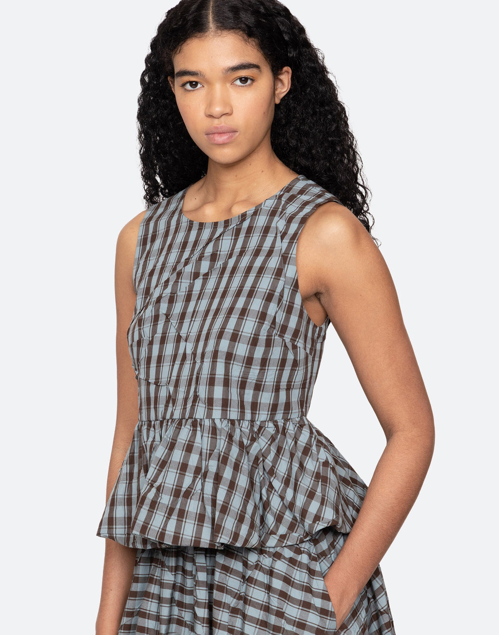 SEA NY Tank Top Ophelia in Cotone a Quadri