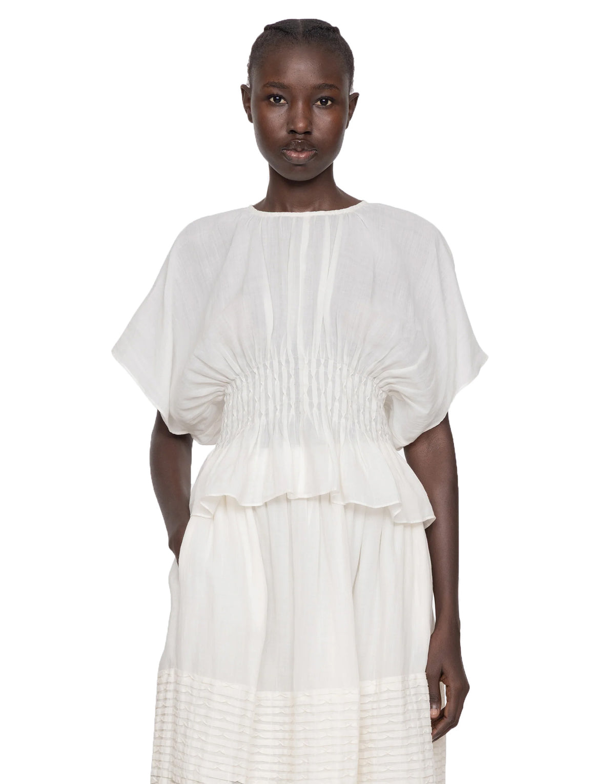SEA NY Top in Cotone con Pintuck Bianco