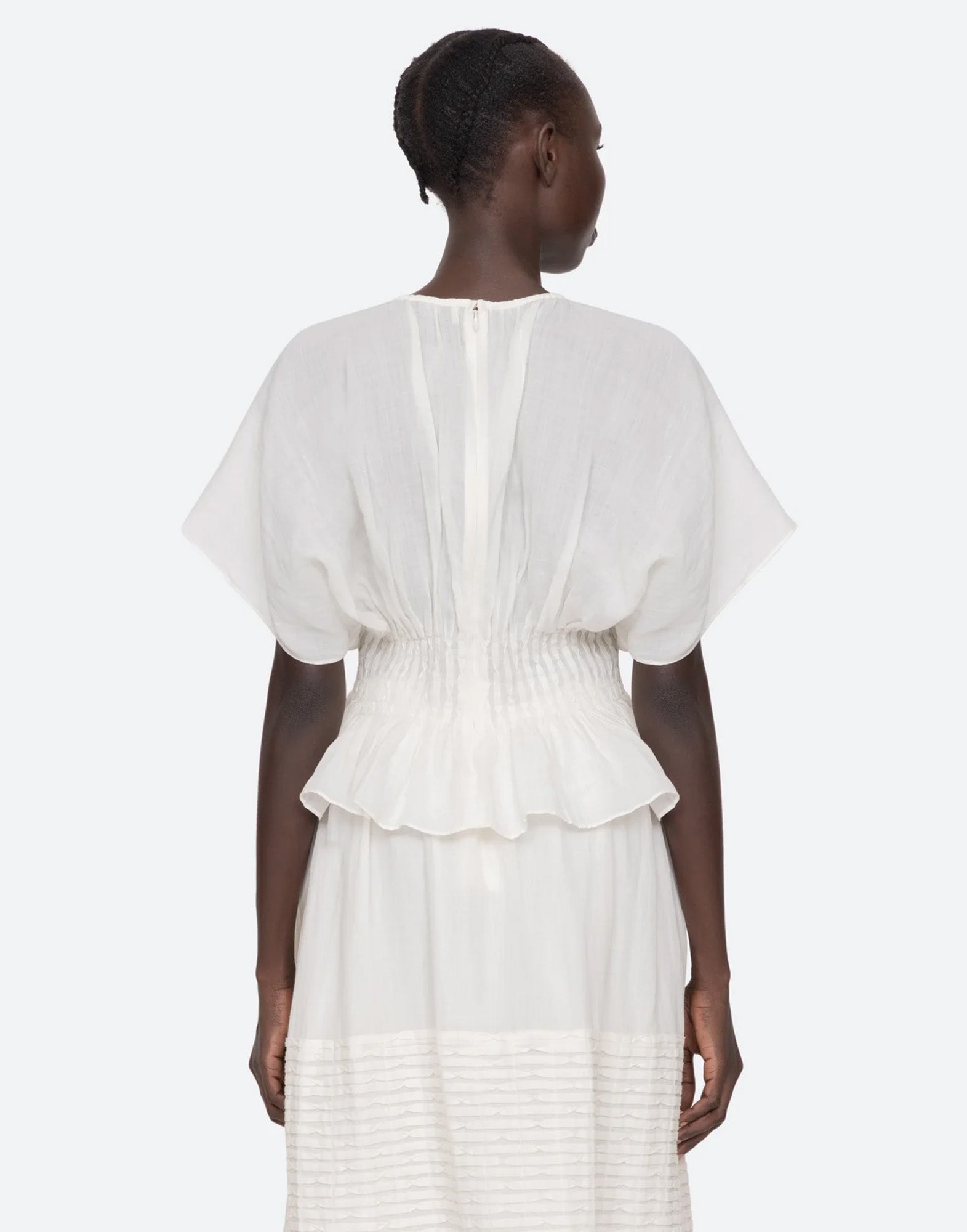 SEA NY Top in Cotone con Pintuck Bianco