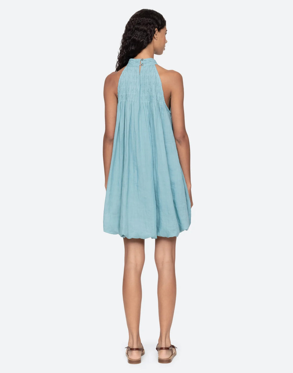 SEA NY Mini Abito in Cotone con Bubble Hem Blue