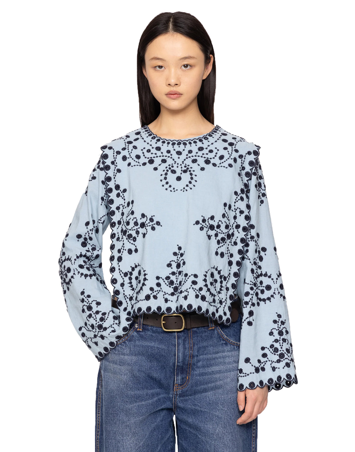 SEA NY Top Frances Ricamato Blu
