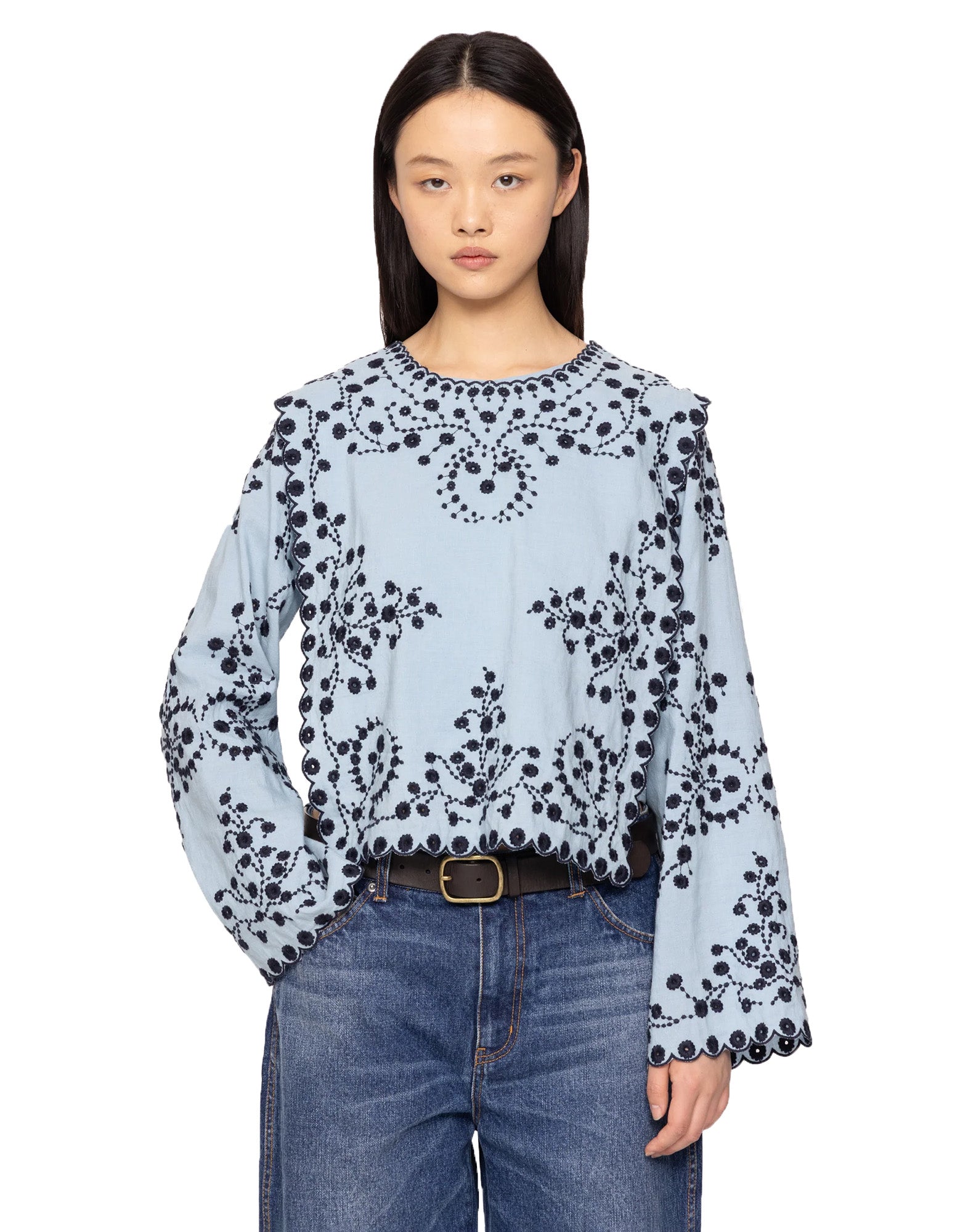 SEA NY Top Frances Ricamato Blu