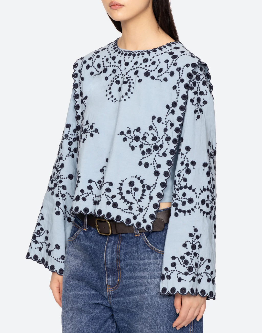 SEA NY Top Frances Ricamato Blu