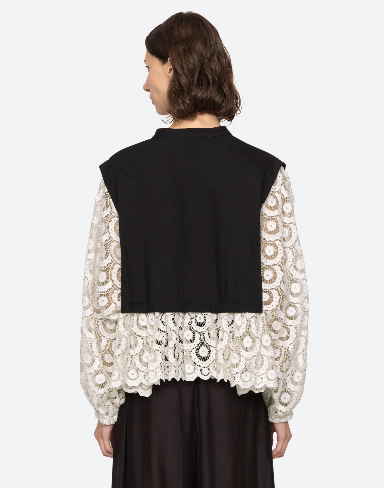 SEA NY Ellison Top in Viscosa con Ricami in Pizzo