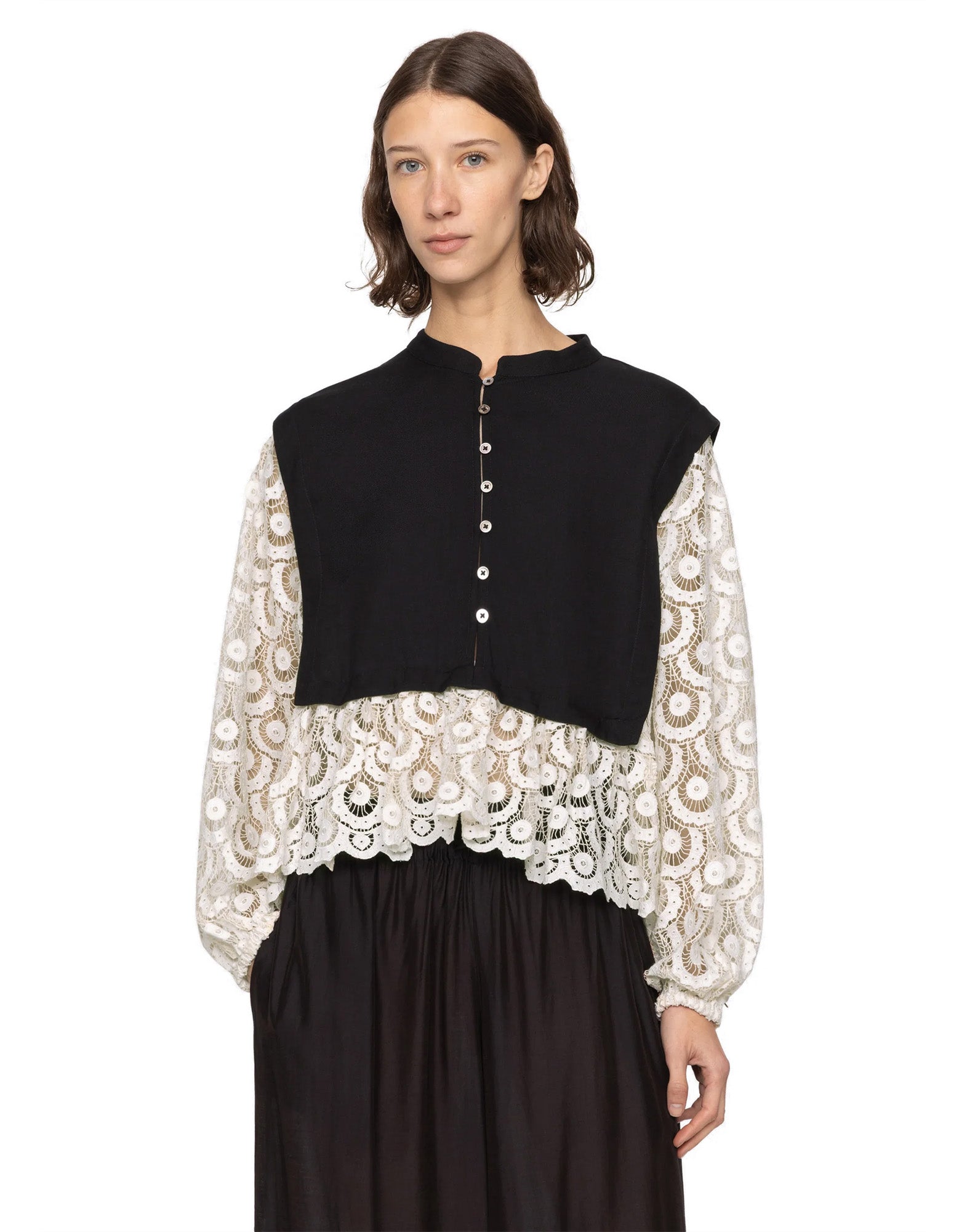 SEA NY Ellison Top in Viscosa con Ricami in Pizzo