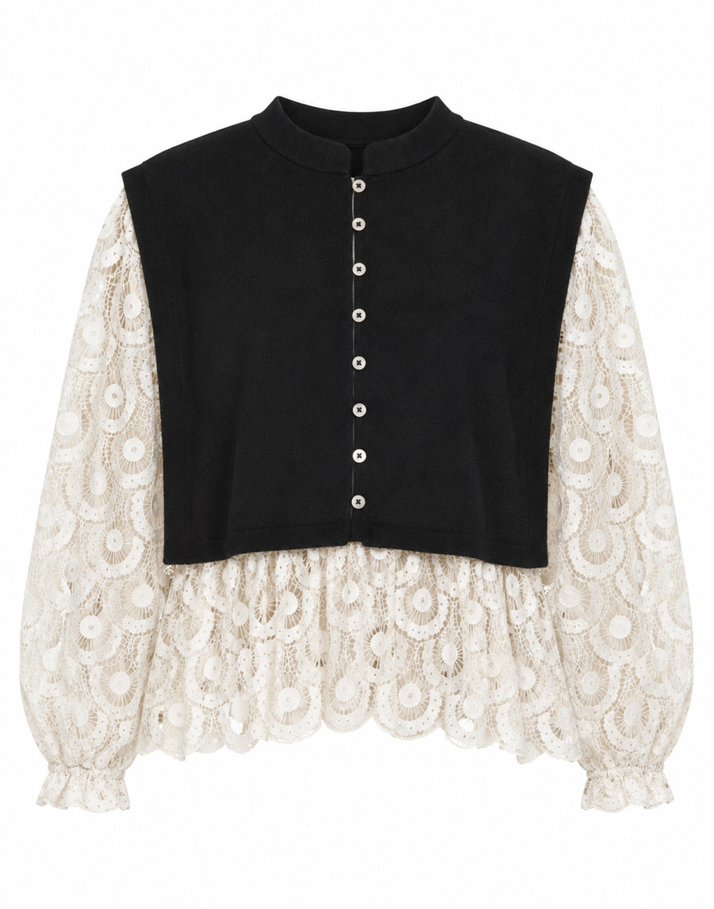 SEA NY Ellison Top in Viscosa con Ricami in Pizzo