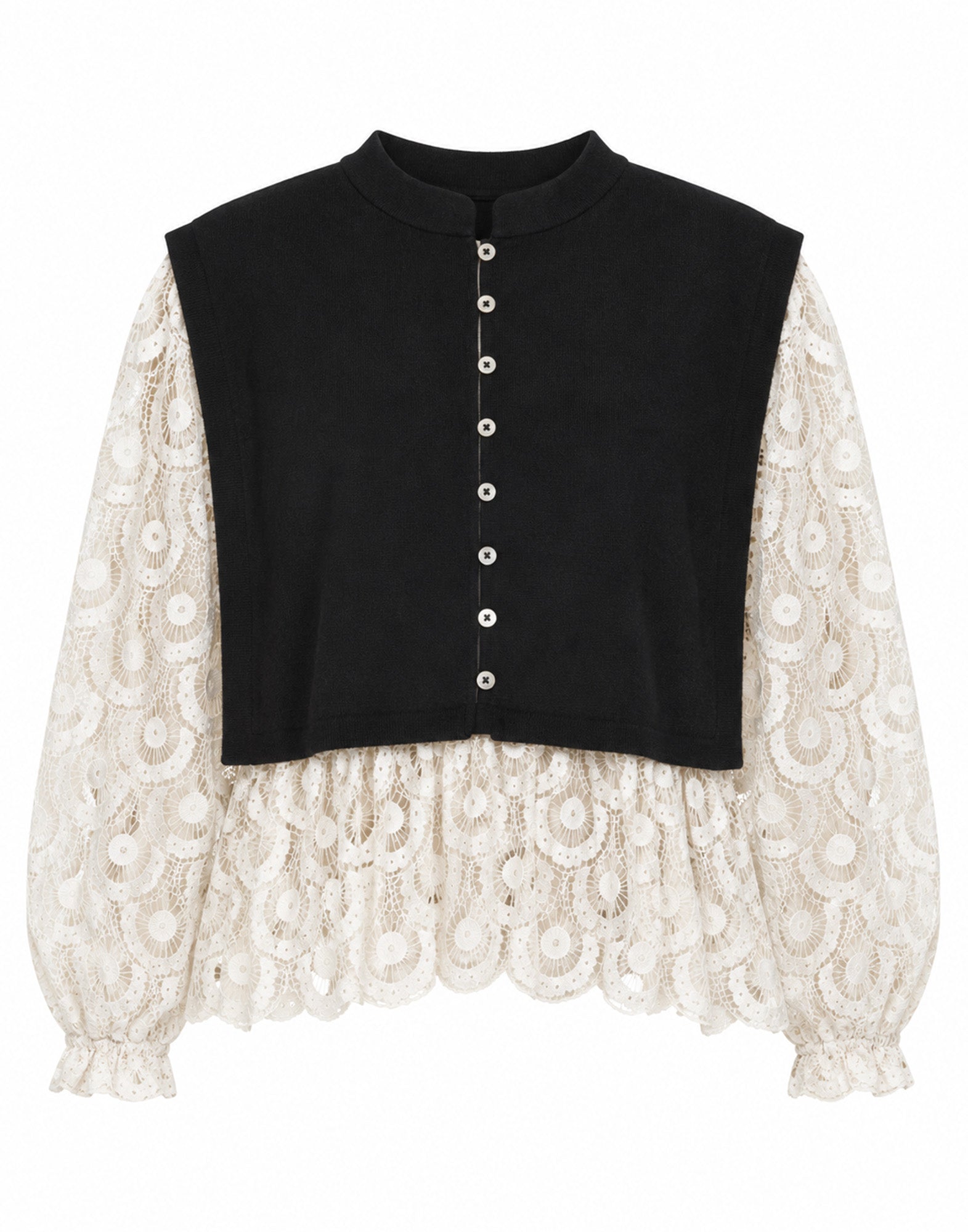 SEA NY Ellison Top in Viscosa con Ricami in Pizzo