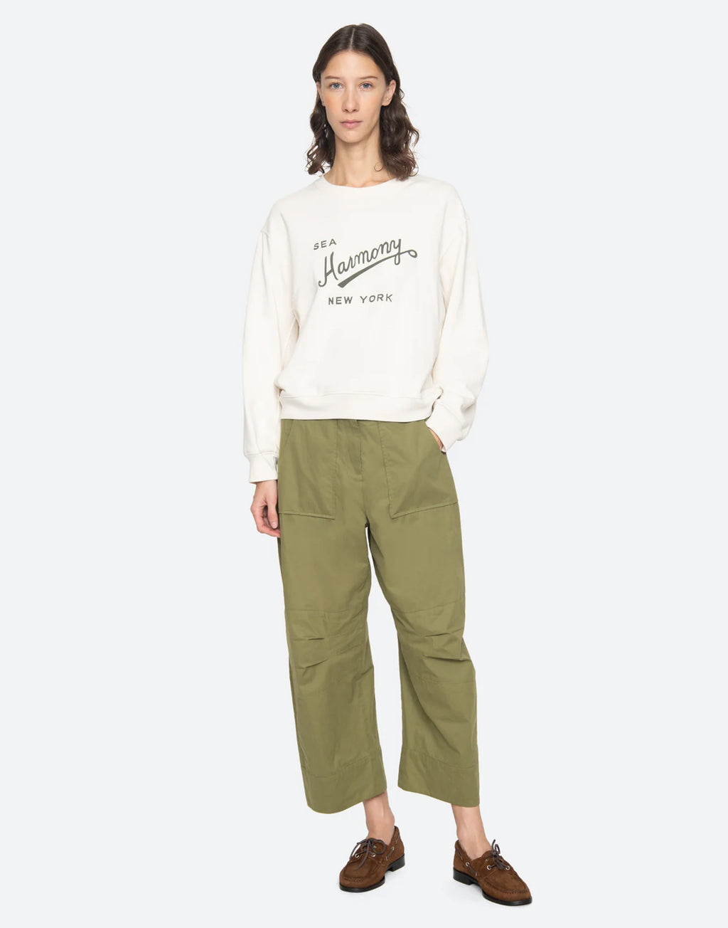 SEA NY Claira Sweatshirt in Cotone con Logo Cream