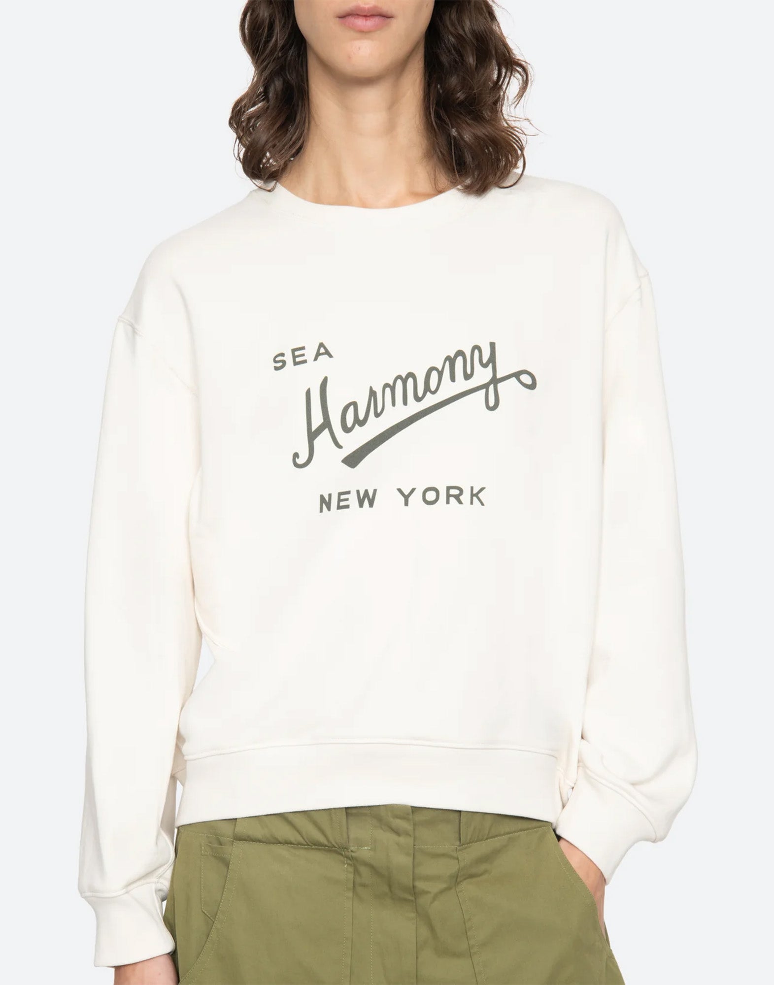 SEA NY Claira Sweatshirt in Cotone con Logo Cream