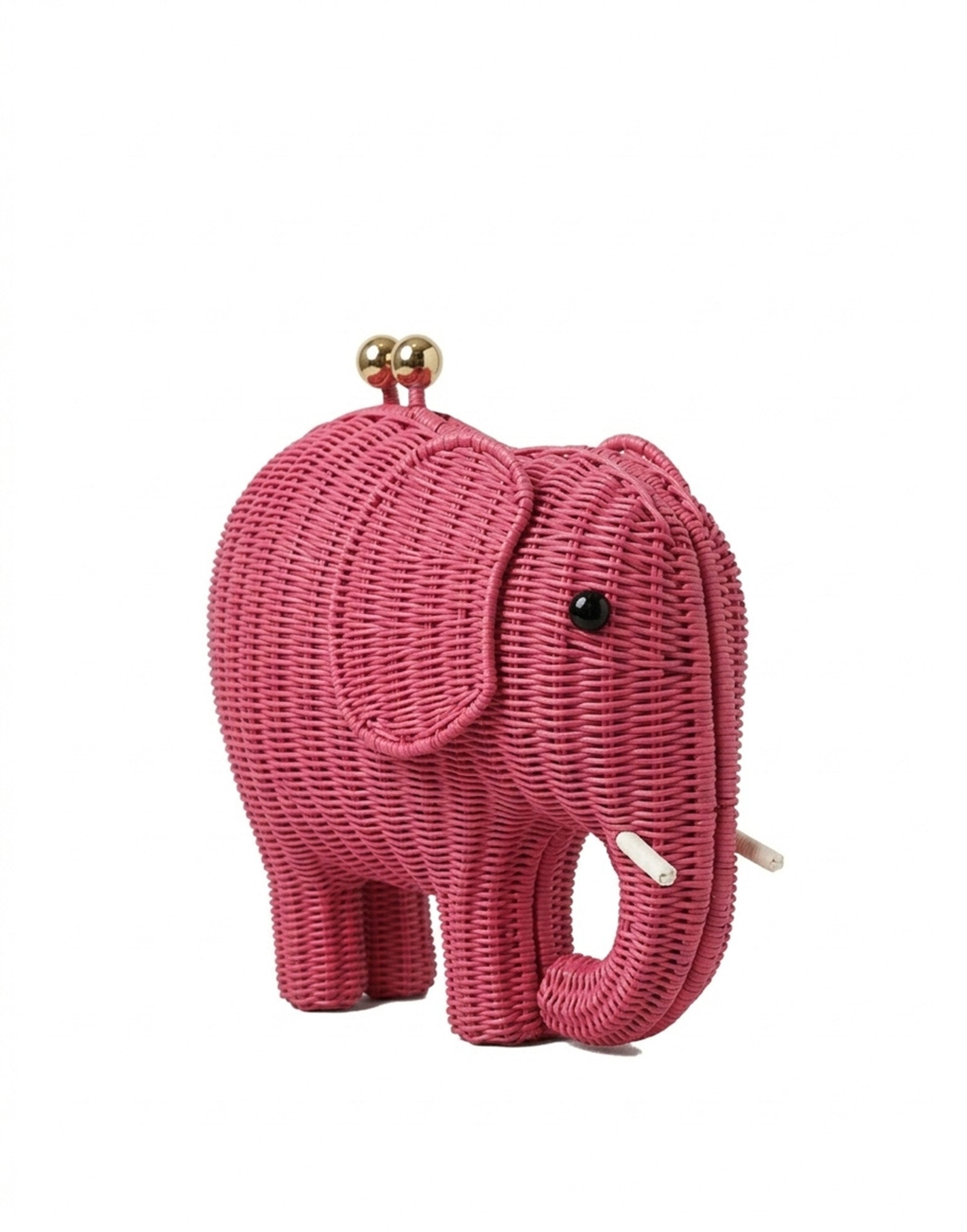 SERPUI Elephant Clutch in Wicker Rosa