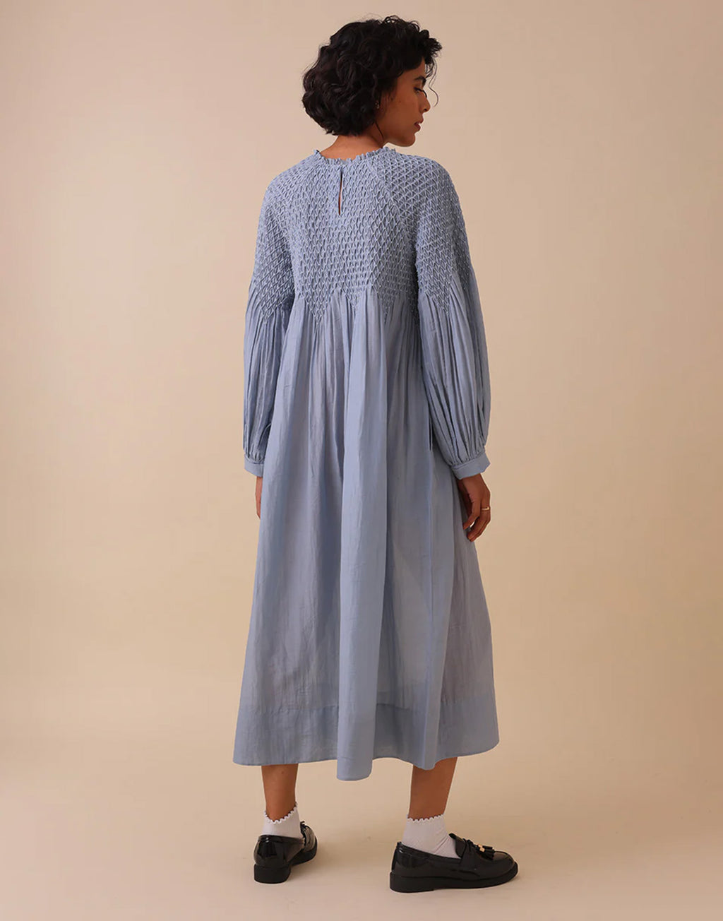 SWGT Abito con Smock e Maniche Raglan Azzurro