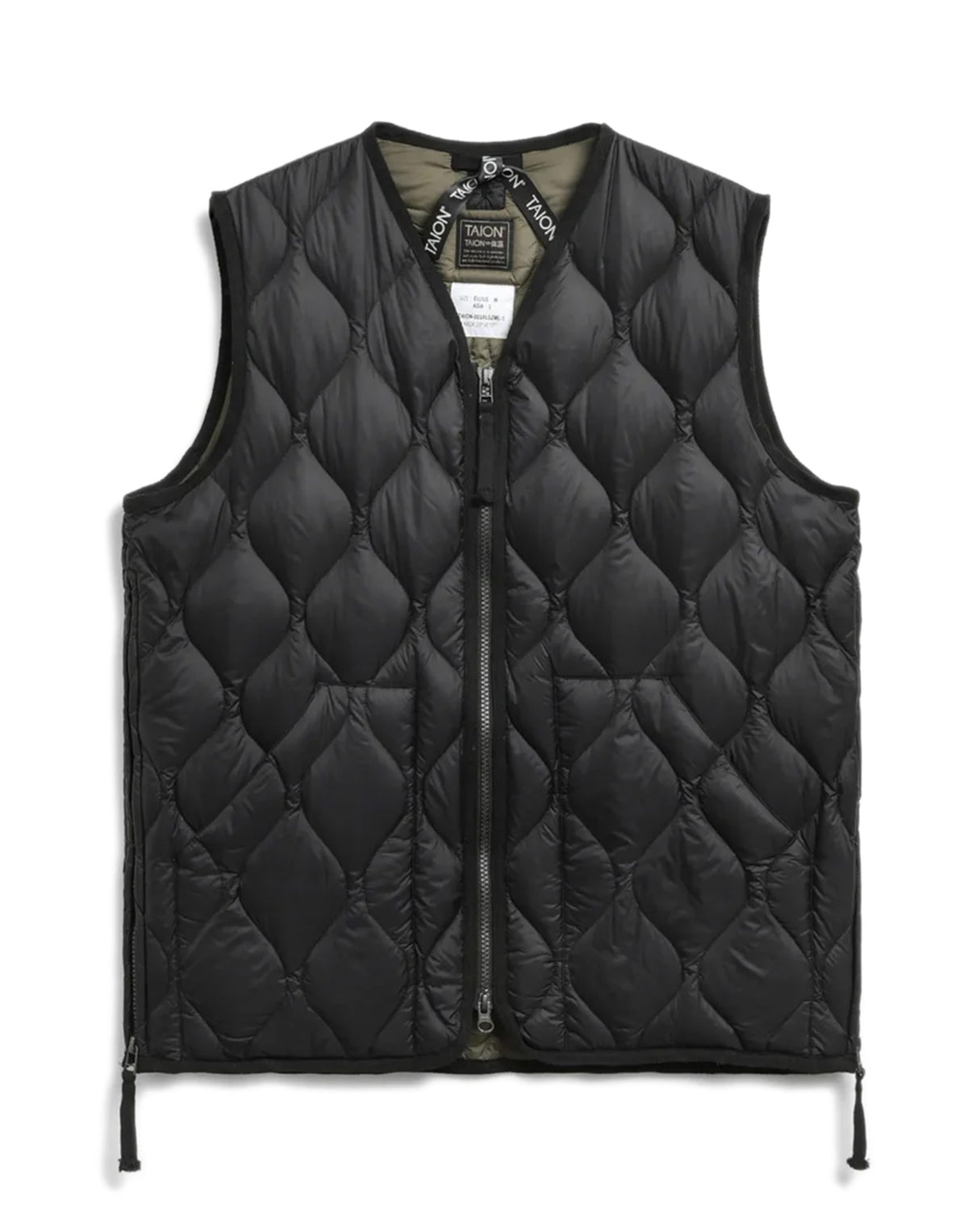 TAION Gilet Military V-Zip Down Black