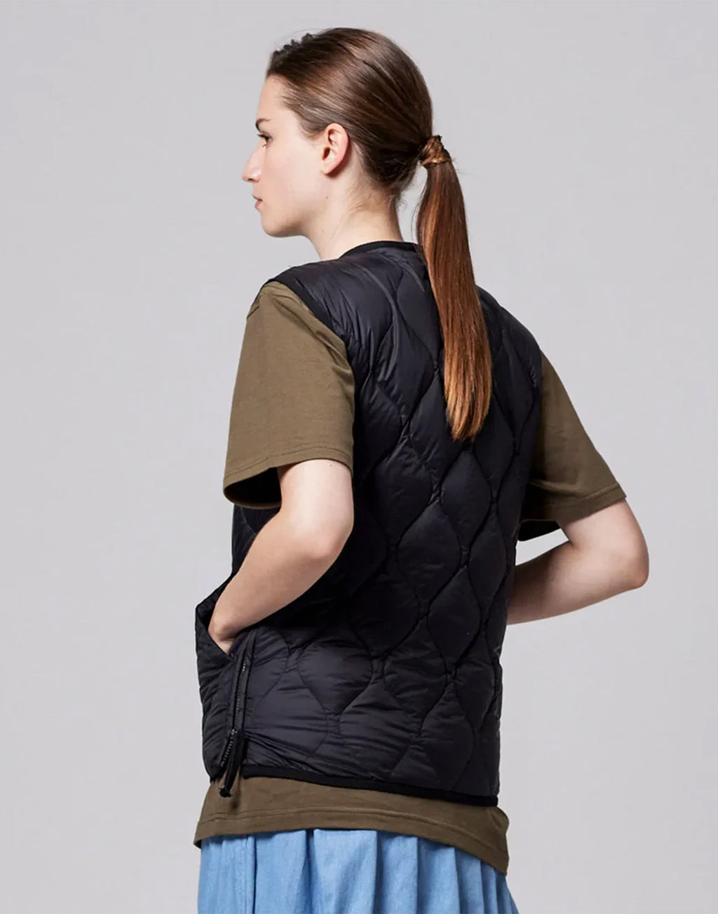 TAION Gilet Military V-Zip Down Black