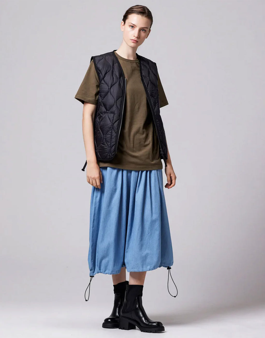 TAION Gilet Military V-Zip Down Black