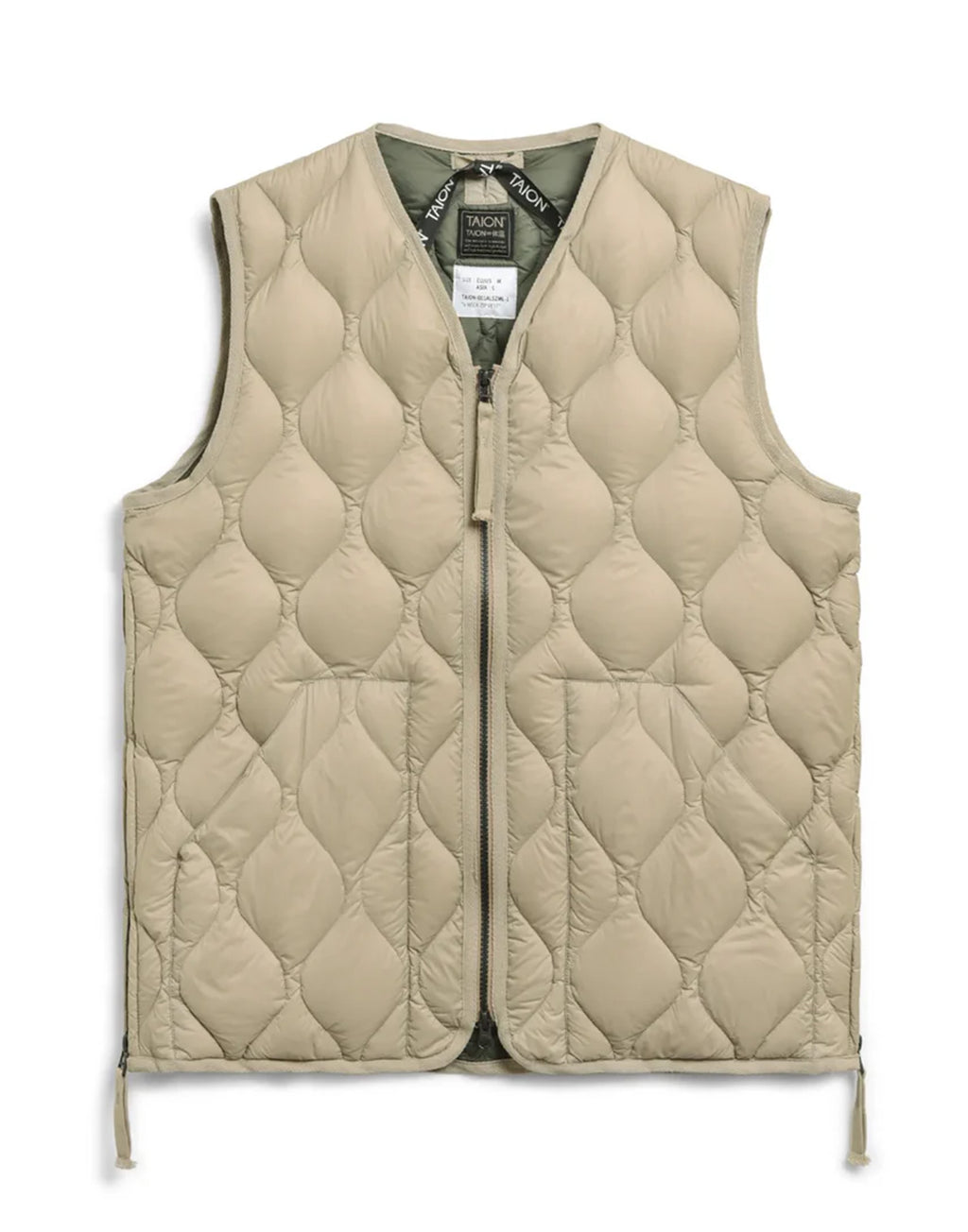 TAION Gilet Military V-Zip Down Gray Beige