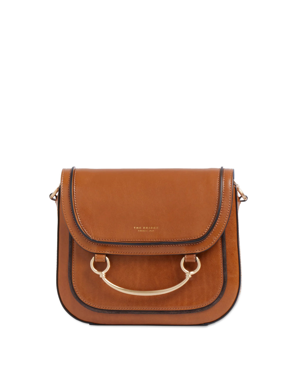 THE BRIDGE Luce Borsa in Pelle con Tracolla e Manico Gioiello Cognac