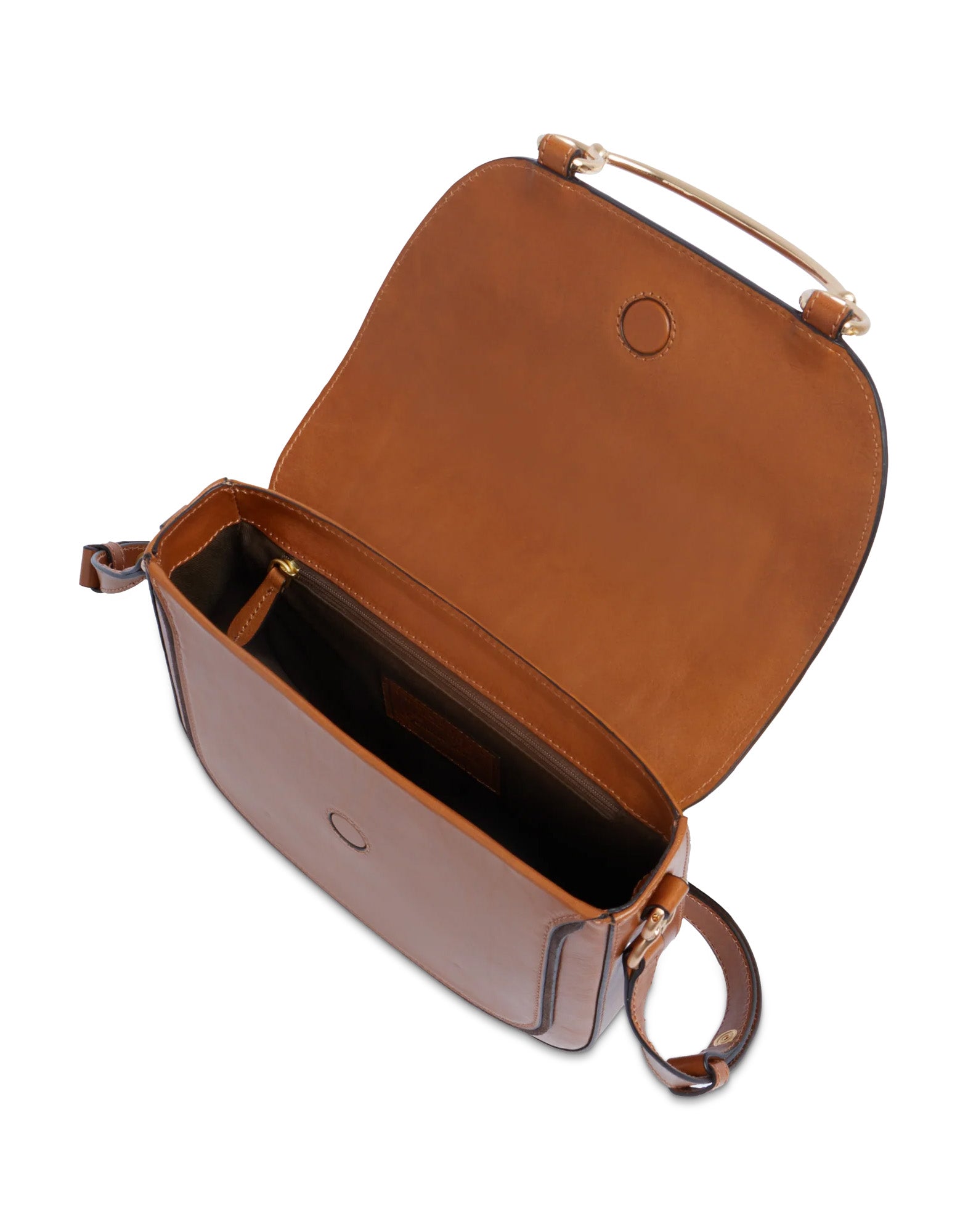 THE BRIDGE Luce Borsa in Pelle con Tracolla e Manico Gioiello Cognac