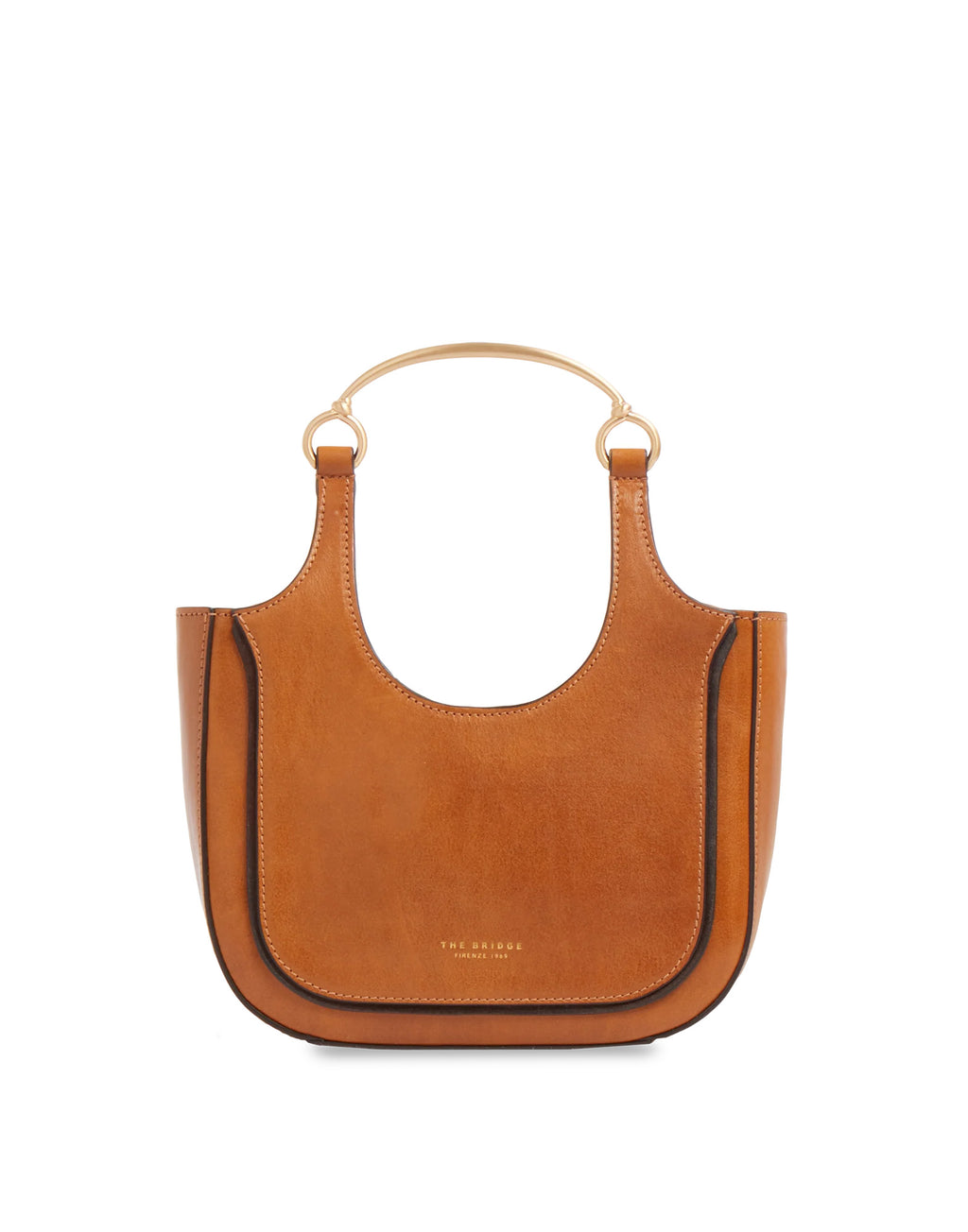 THE BRIDGE Luce Borsa Hobo Mini in Pelle con Manico Gioiello Cognac