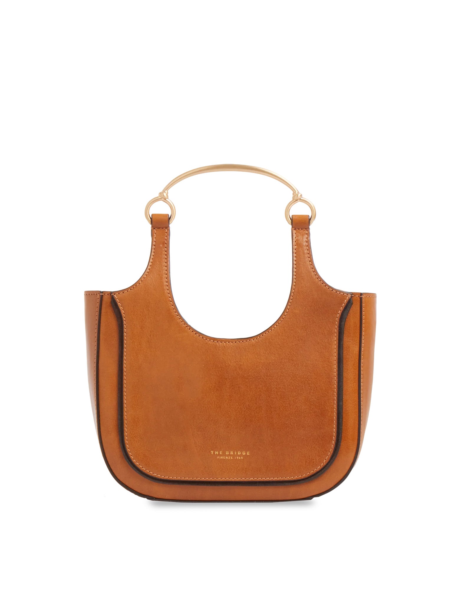THE BRIDGE Luce Borsa Hobo Mini in Pelle con Manico Gioiello Cognac